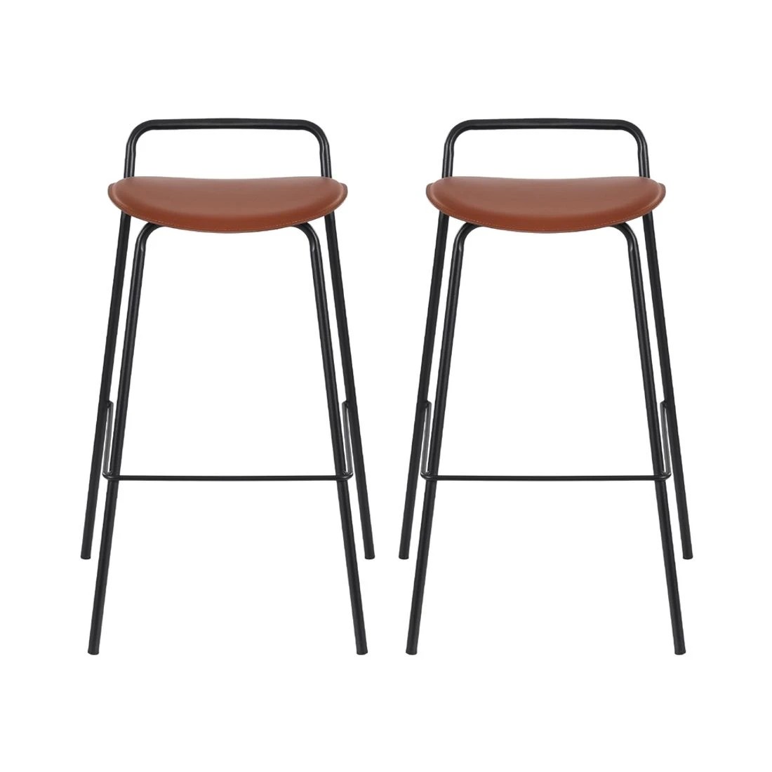 3 2x Artiss Bar Stools Kitchen Counter Stools Metal - Brown, 3 of 6
