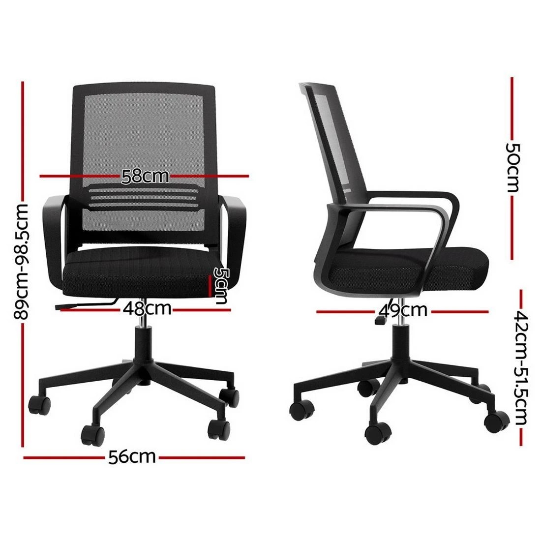 3 Artiss Mesh Office Chair Computer Desk Racing Armchair - Black, 3 of 7