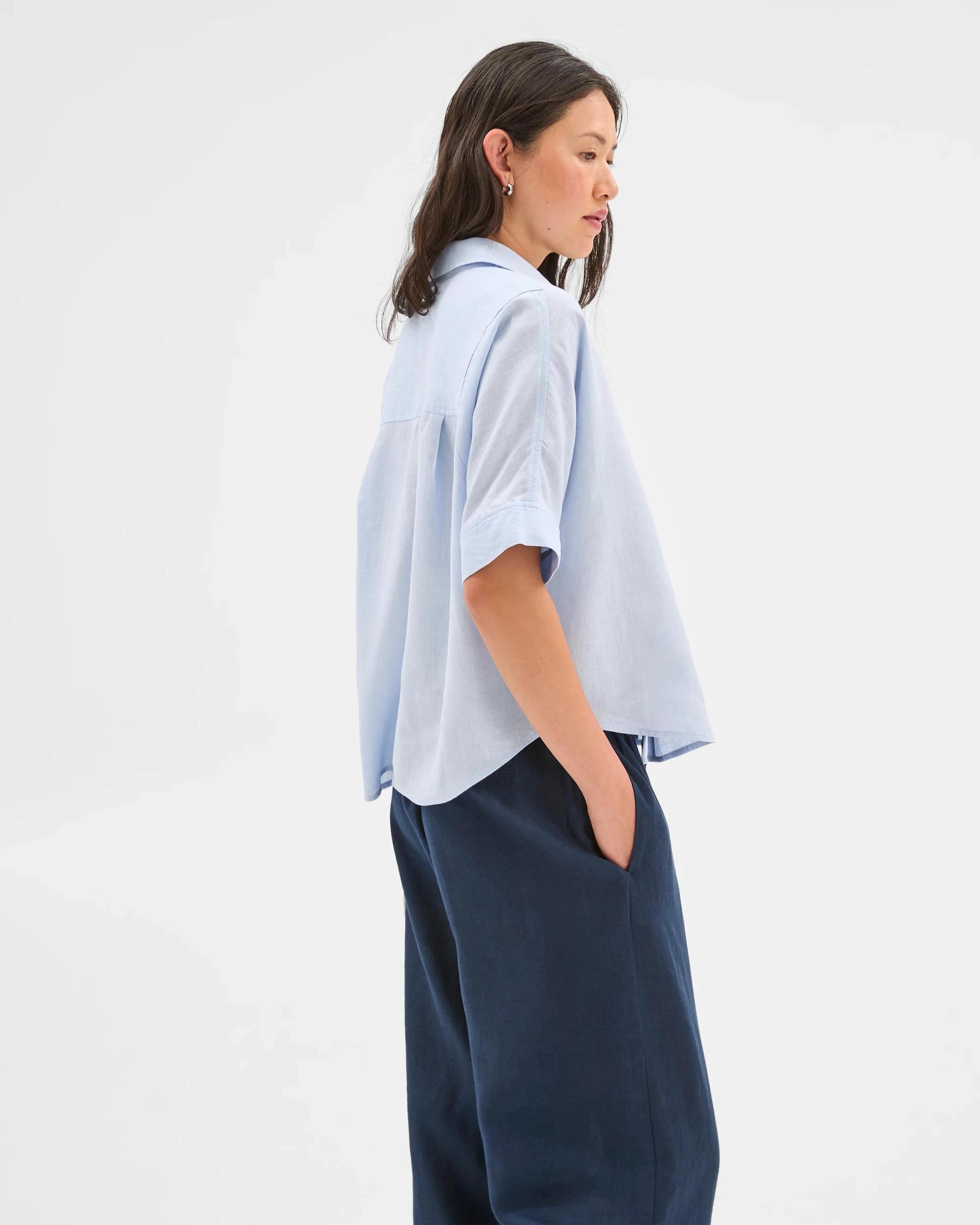 5 Target Woman European Linen Boxy Shirt SUMMER BLUE, 5 of 7