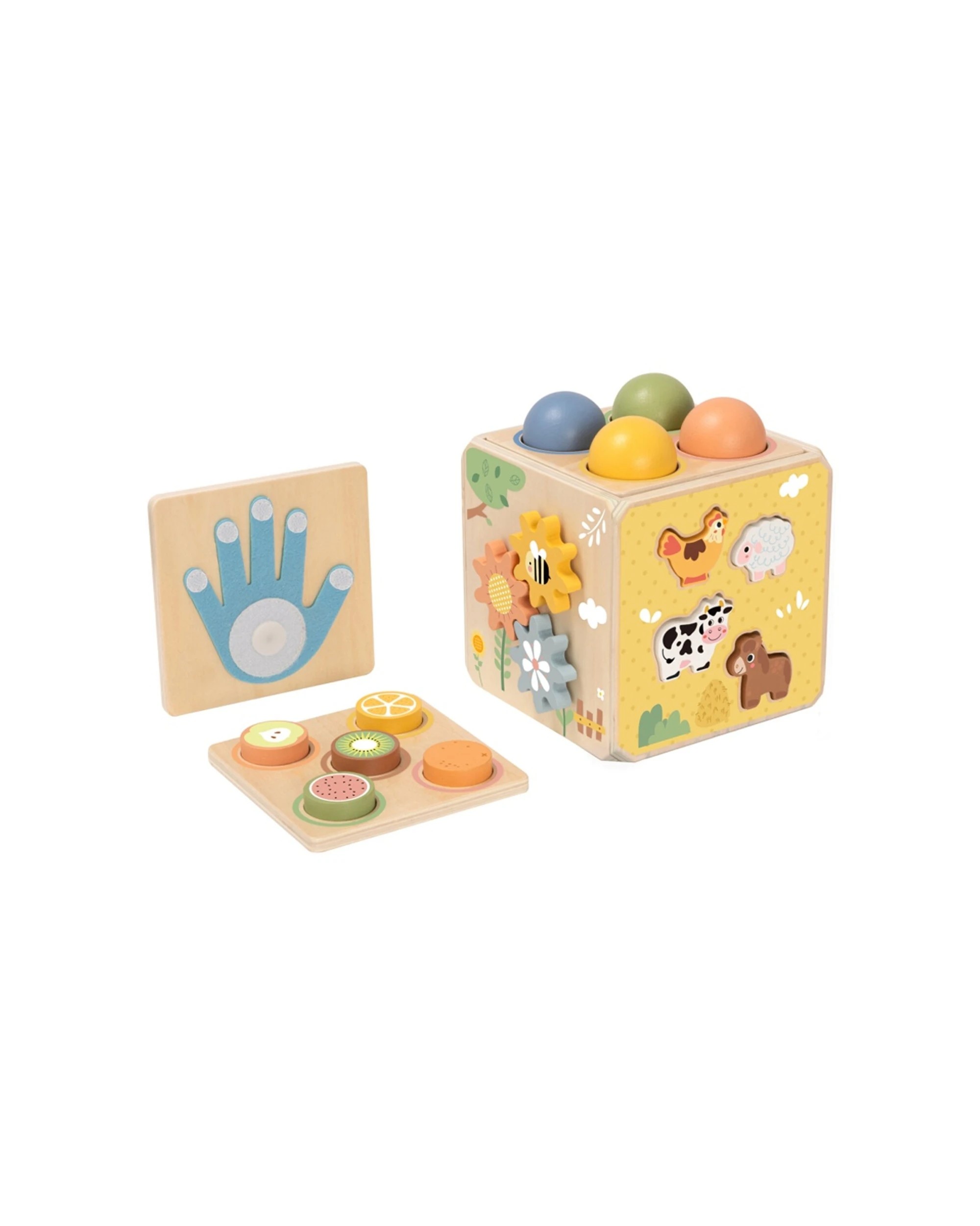 2 Tooky Toy Kids Toddler Activity Cube Wooden Developmental Playset With Felt - Multi, 2 of 5