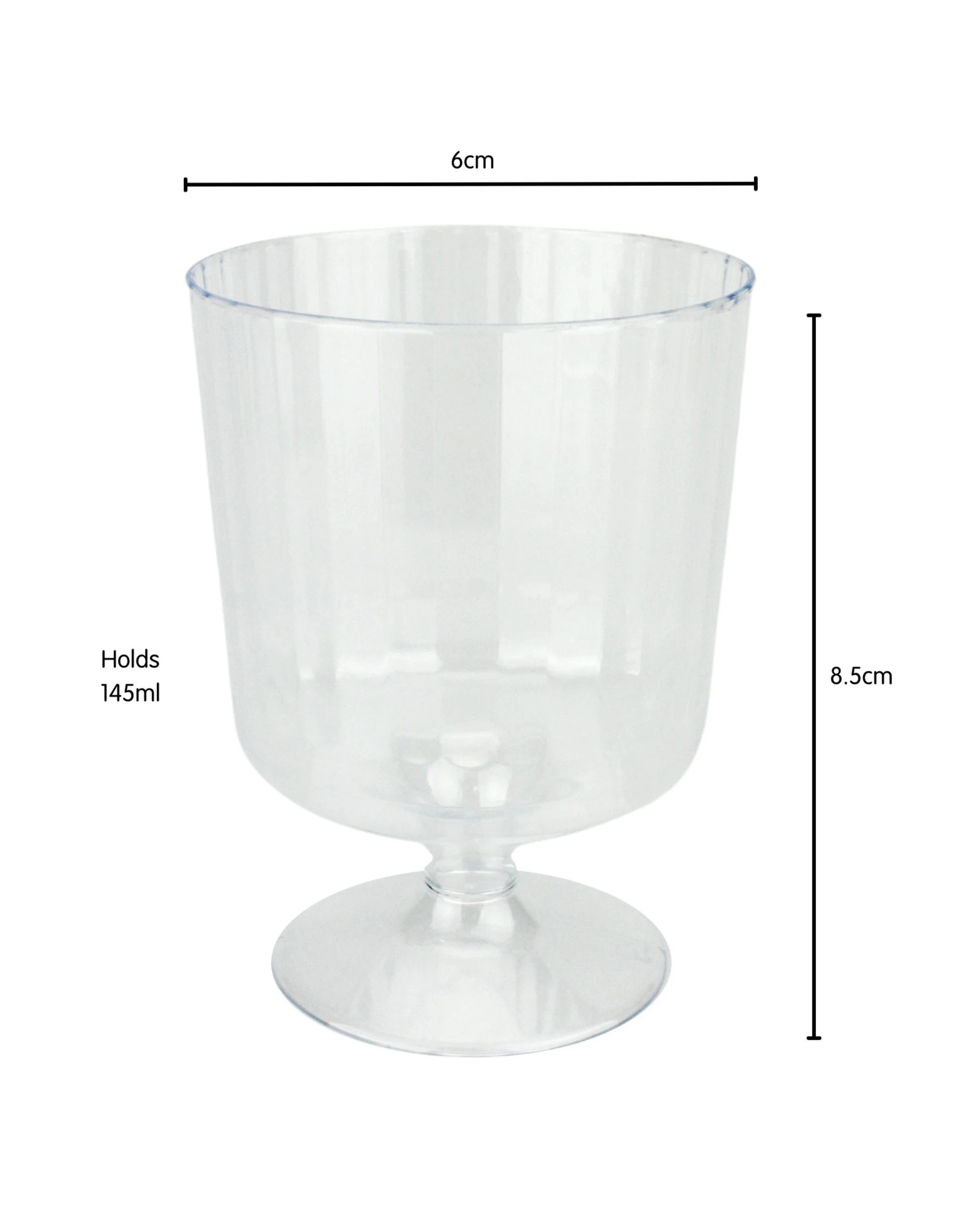 2 Clear Plastic Ribbed Reusable Mini Wine Glasses 145ml (Pack of 15), 2 of 3