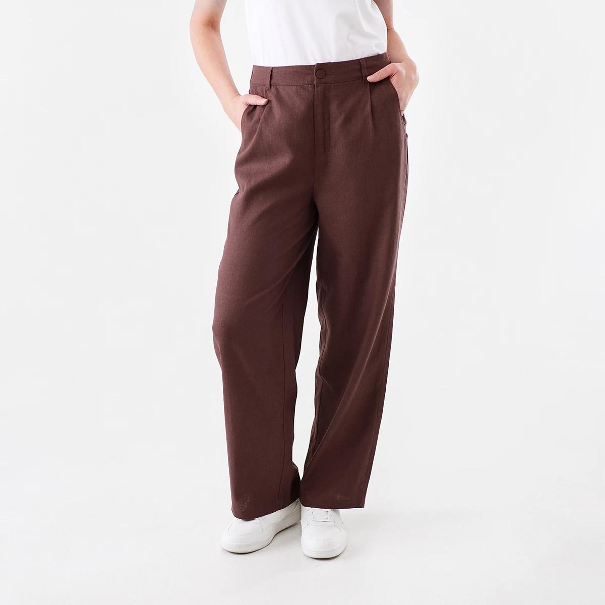 1 Smart Linen Blend Pants Bnt Mroon, 1 of 5