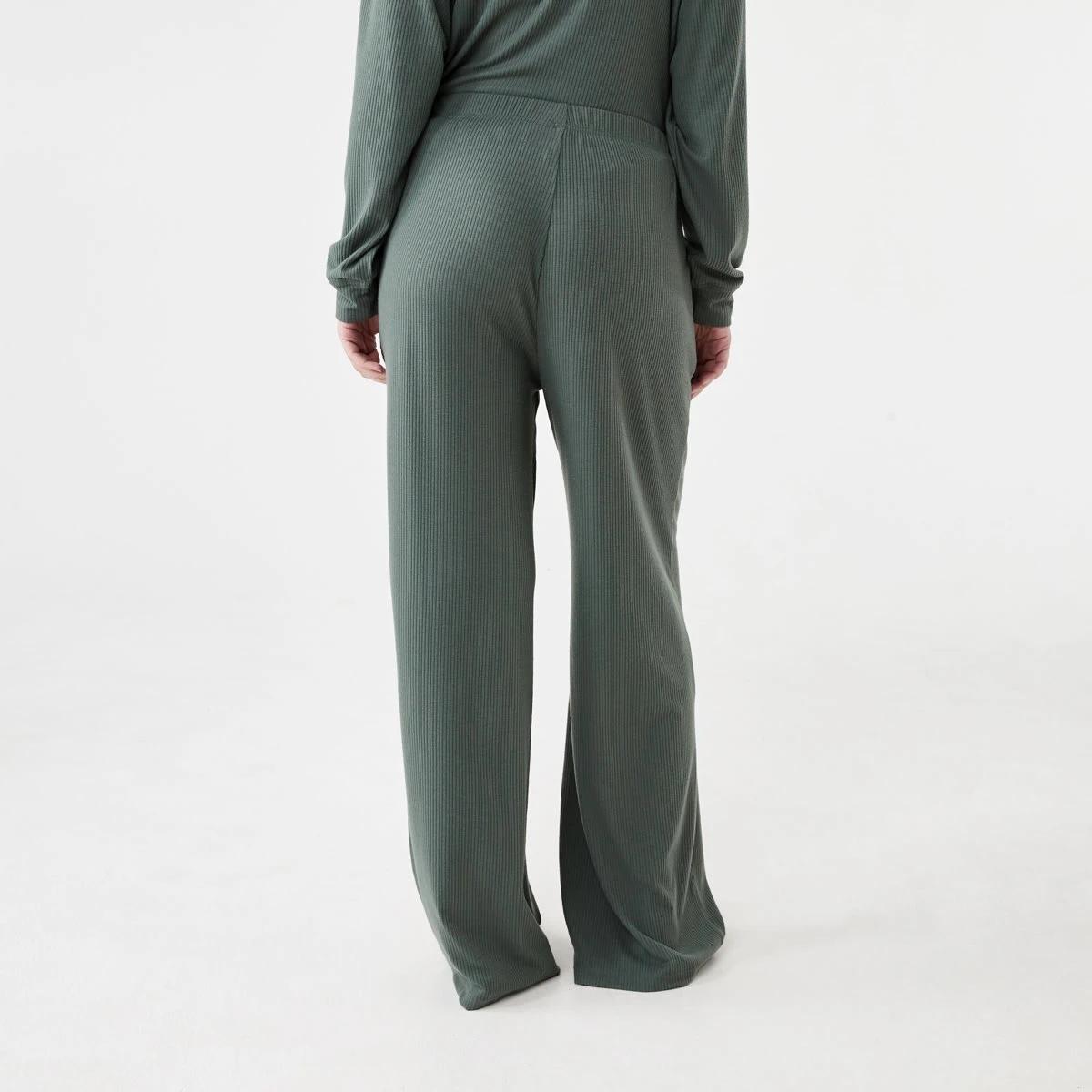 3 Brushed Rib Flare Pants Smke Green, 3 of 6