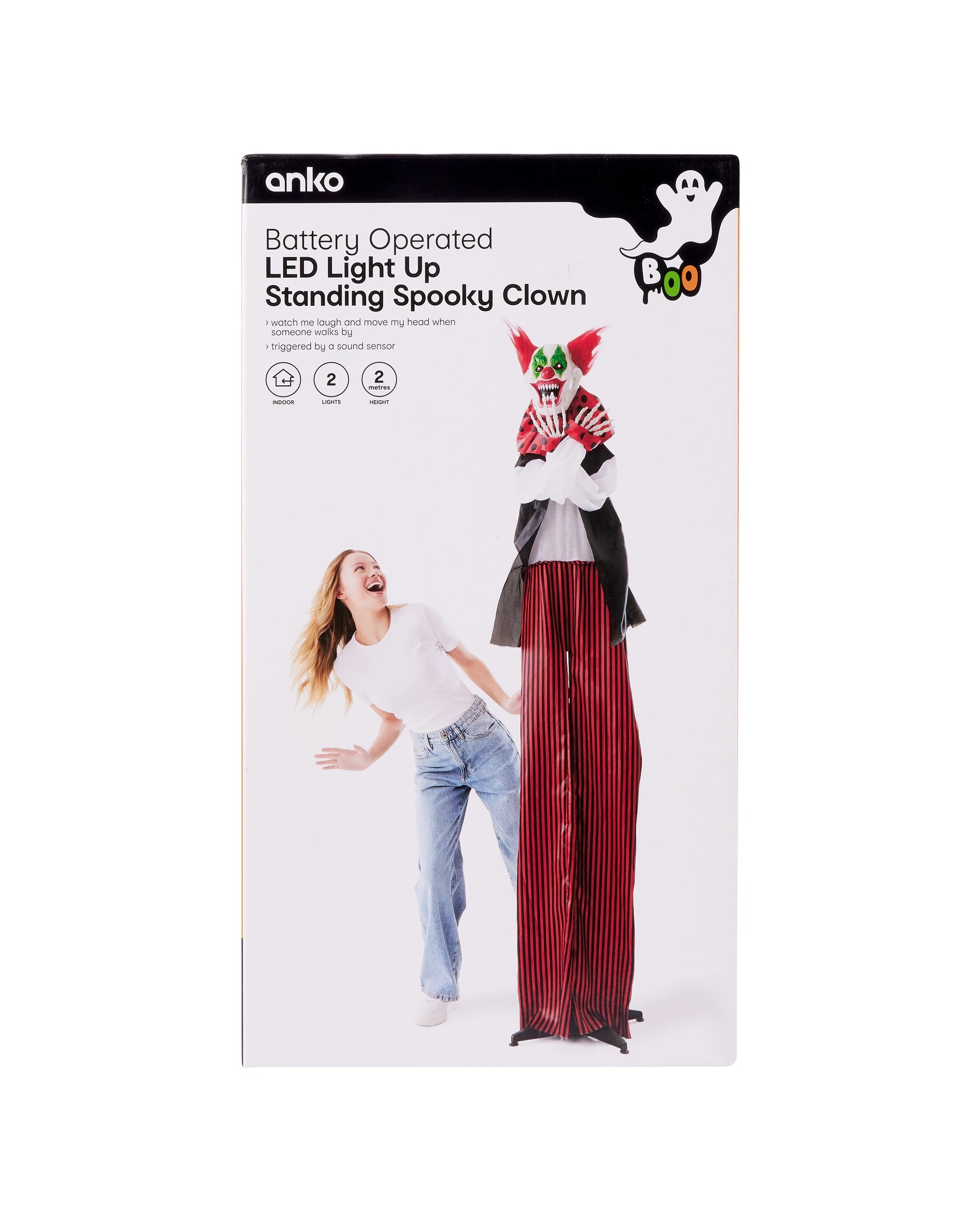 9 Battery Operated LED Light Up Standing Spooky Clown, 9 of 10