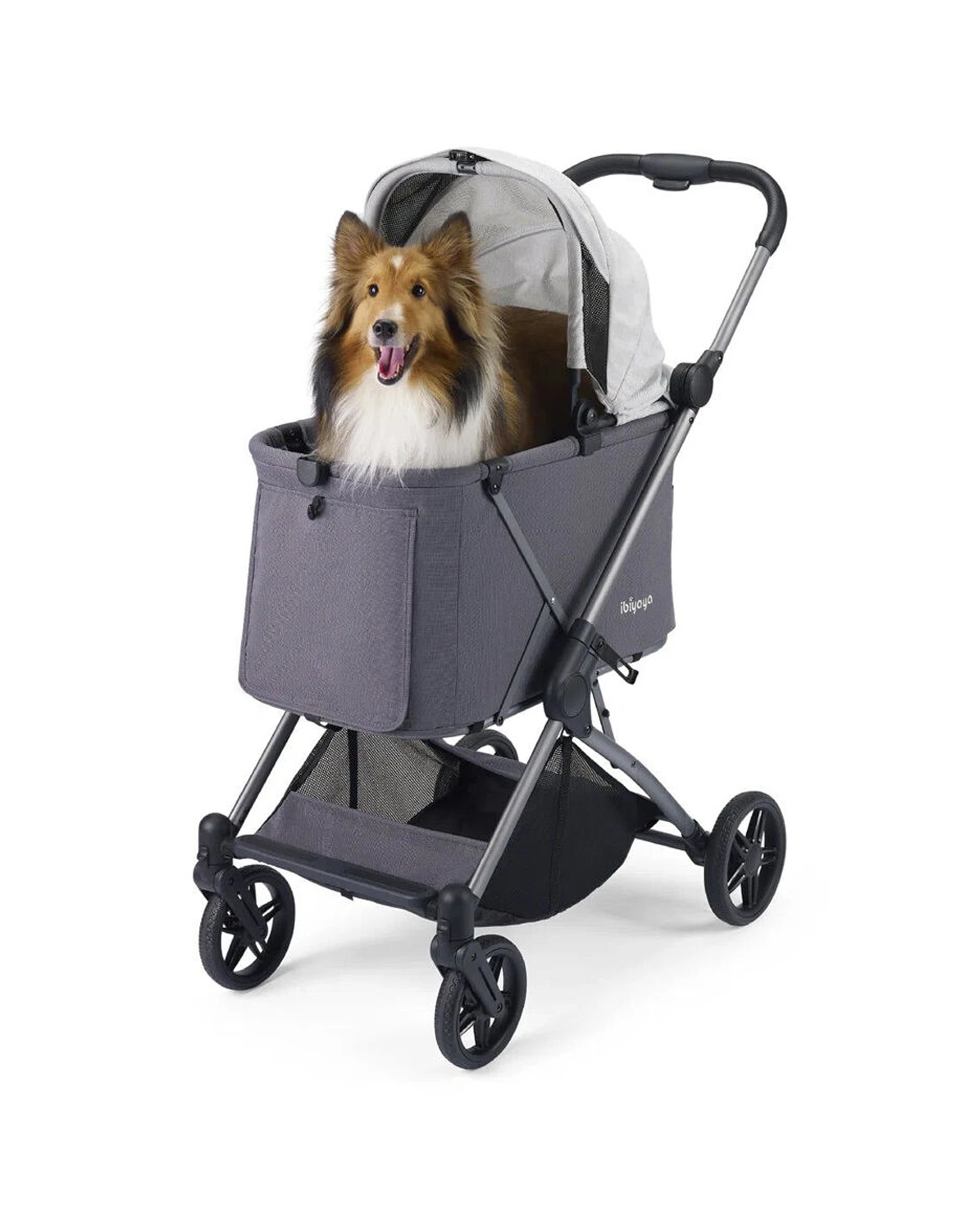 3 Ibiyaya Maxi Deep Carriage Pet Stroller Sunshade Foldable Lightweight Rear Brake - Grey, 3 of 4