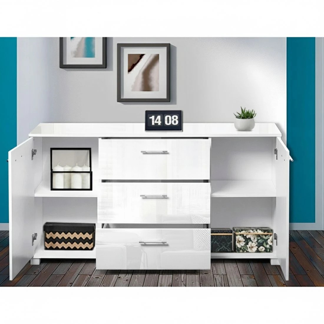 6 Artiss Buffet Sideboard High Gloss - White, 6 of 8