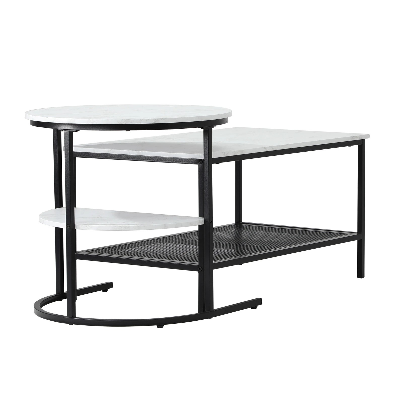 9 Oikiture Nesting Coffee Table Set Of 2 Side End Tables Faux Marble Top
 - Multi, 9 of 10