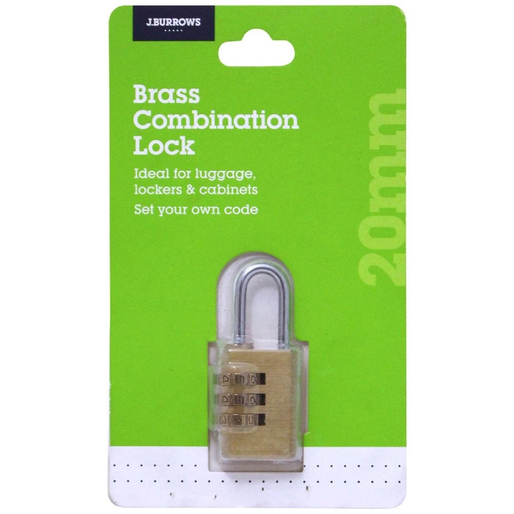 1 J.Burrows Brass 3-Digit Combination Lock 20mm, 1 of 3