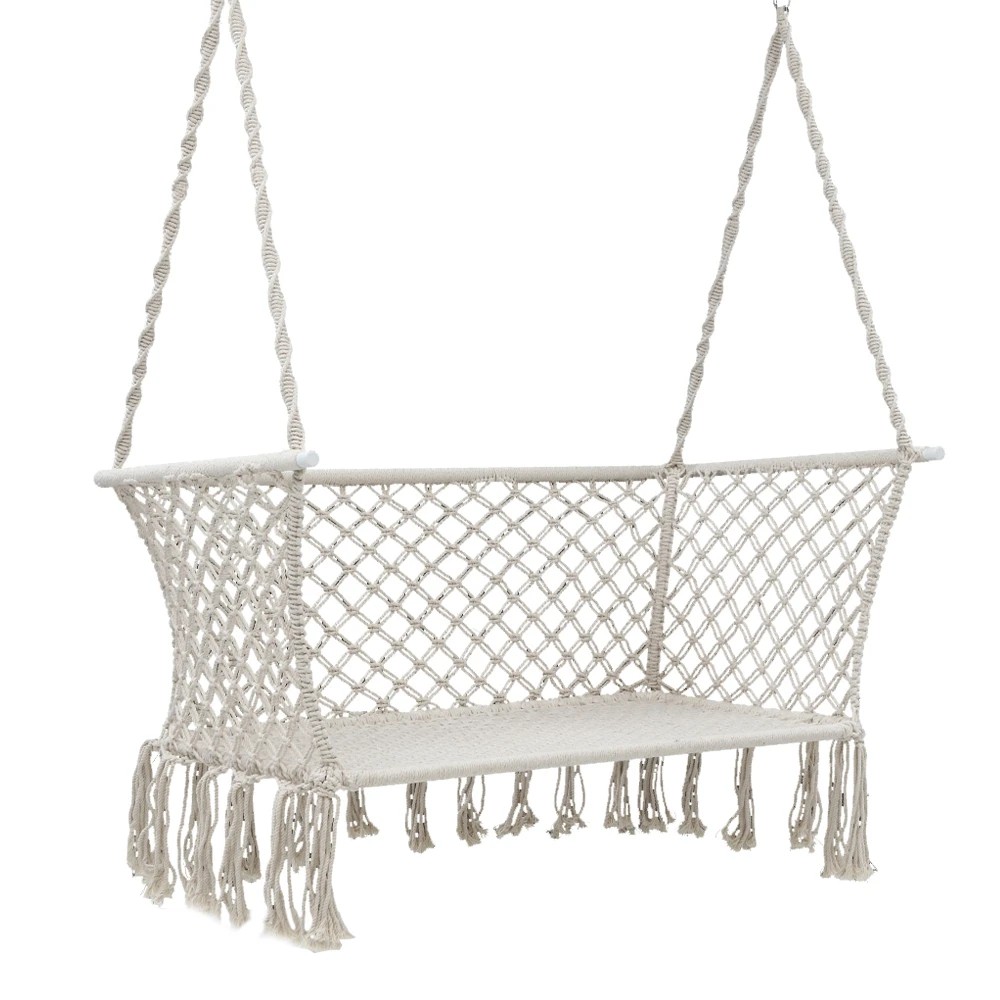 1 Gardeon Hammock Chair Outdoor Portable Camping Hammocks 2 Person - Beige, 1 of 6