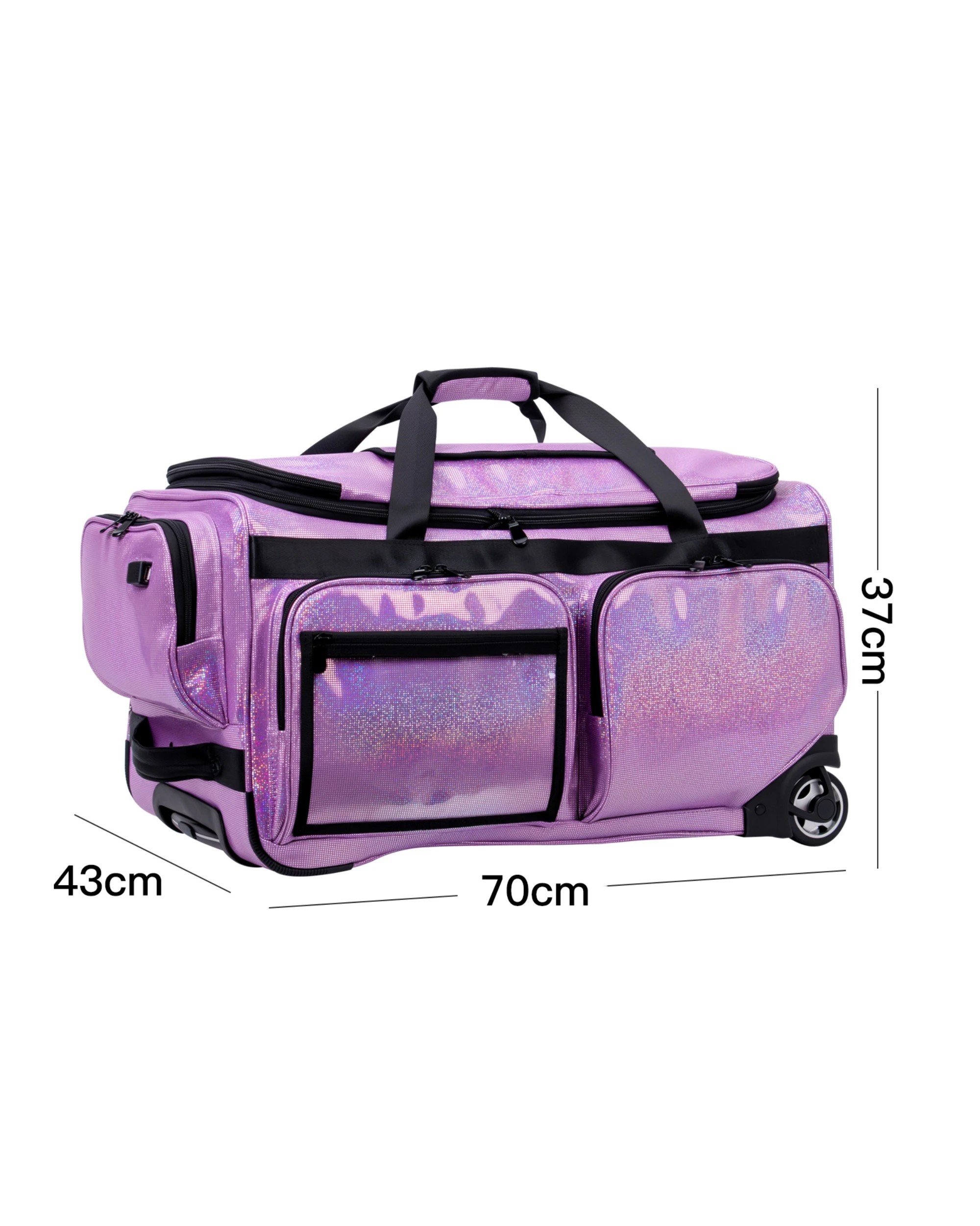 9 Advwin 26" Rolling Dance Bag with Instant Changing Design Glitter - Purple, 9 of 10
