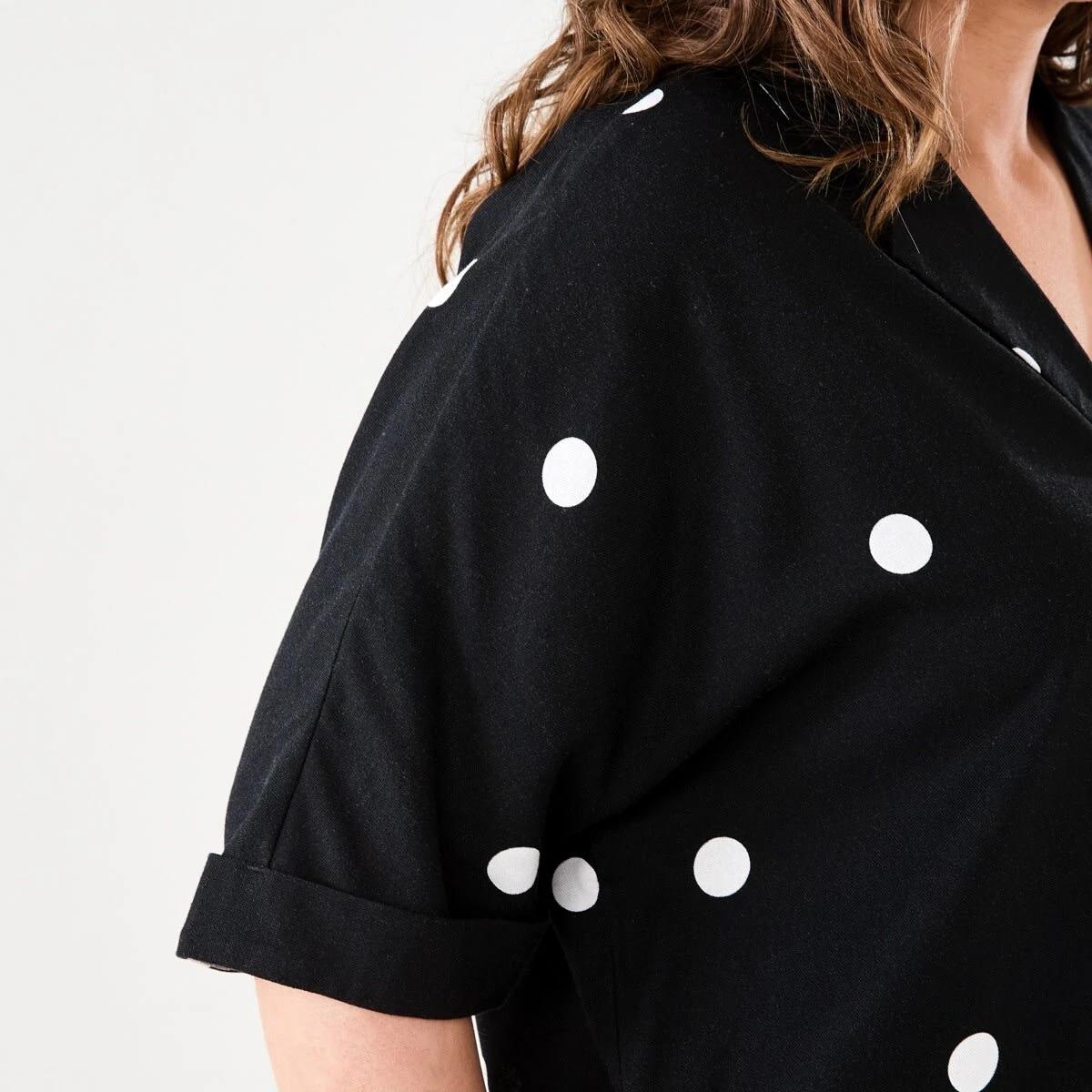 6 Short Dolman Sleeve Shirt POLKA DOT BLACK, 6 of 8
