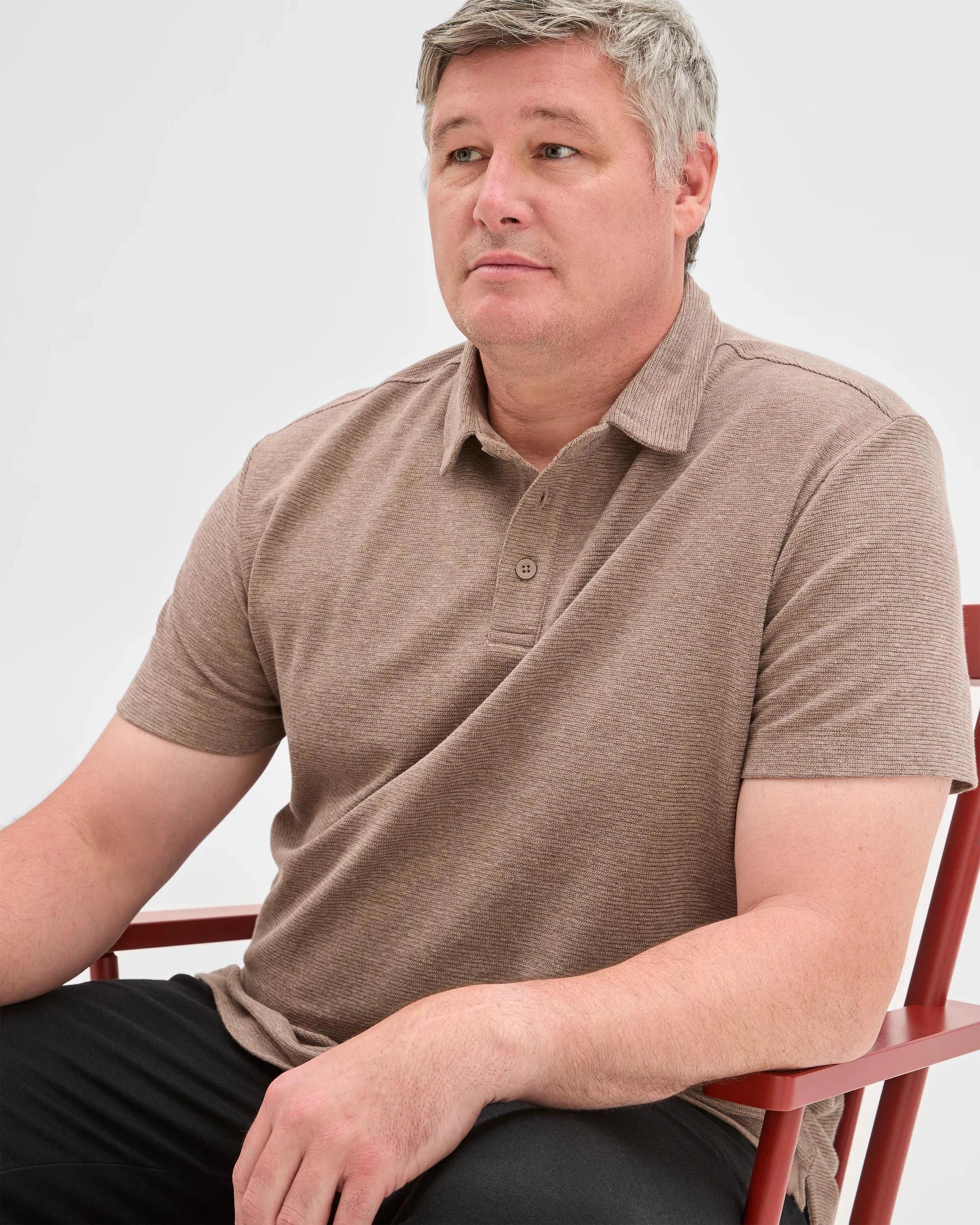 1 Target Plus Size Australian Cotton Blend Textured Polo Top SEPIA, 1 of 6