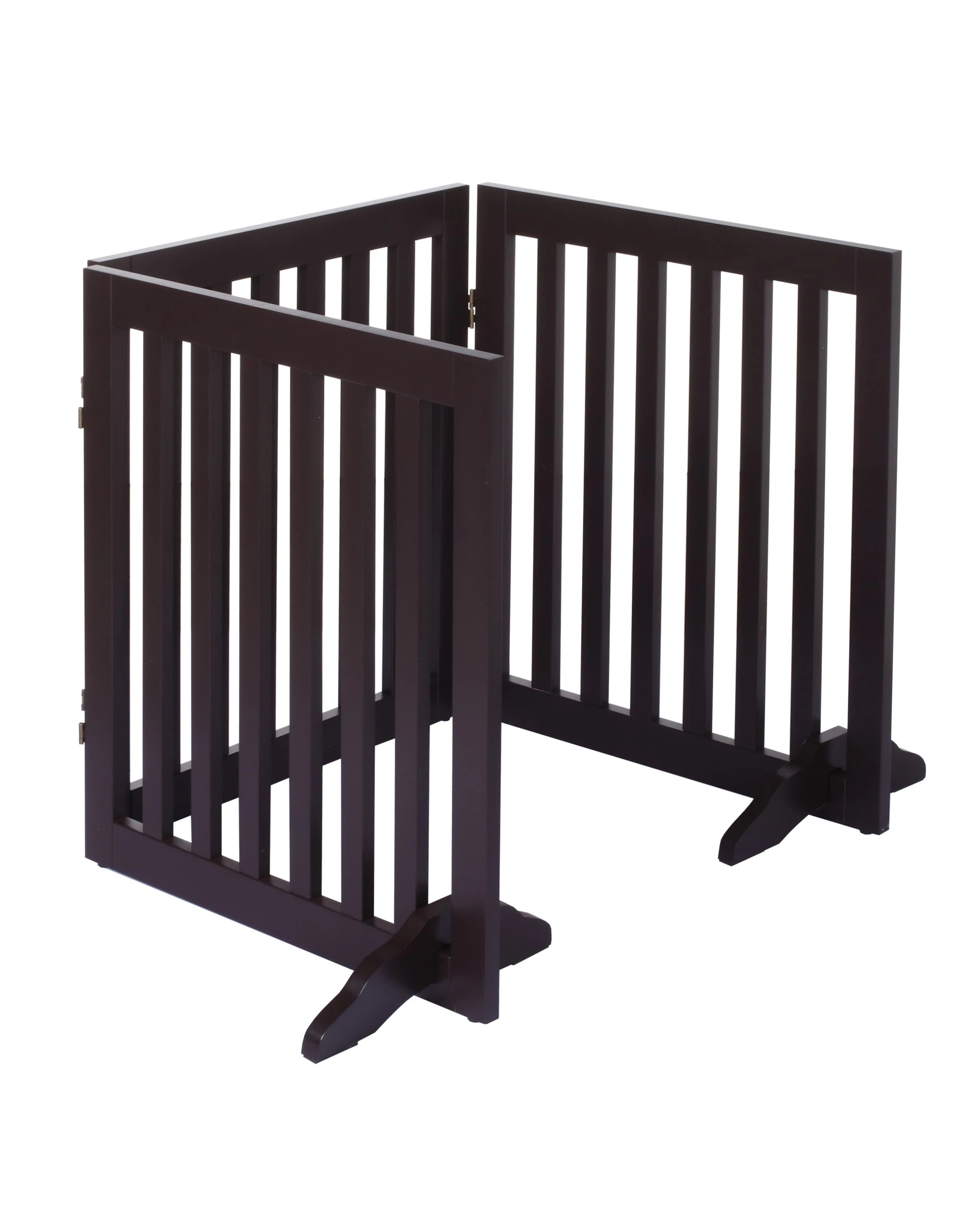 1 Charlie's Wooden 3 Panel Freestanding Dog Gate - Brown, 1 of 5