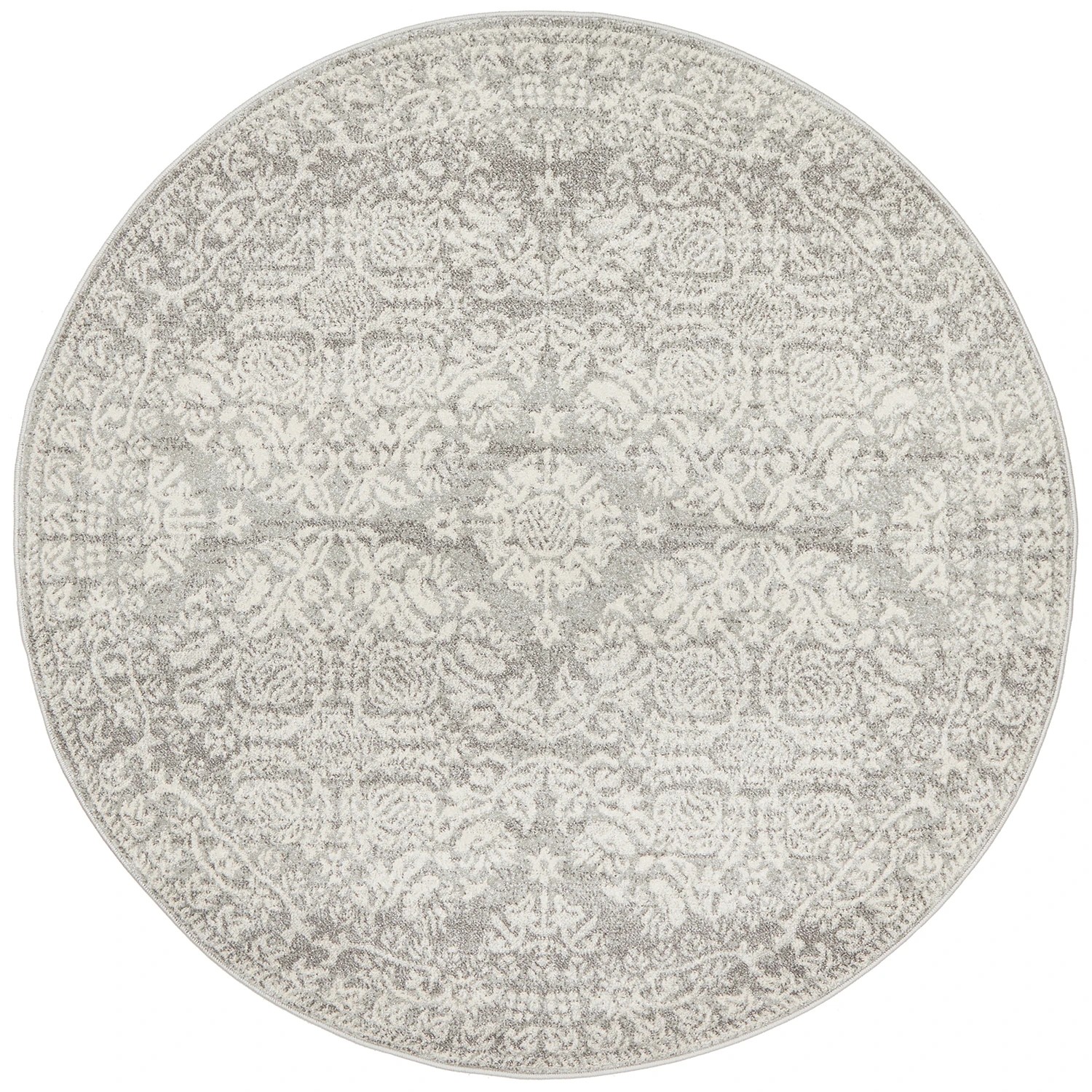 2 Common Ground Rugs Phantom 358 200x200cm - Medium Round Power Loomed Pet Friendly Rug - Silver, 2 of 9