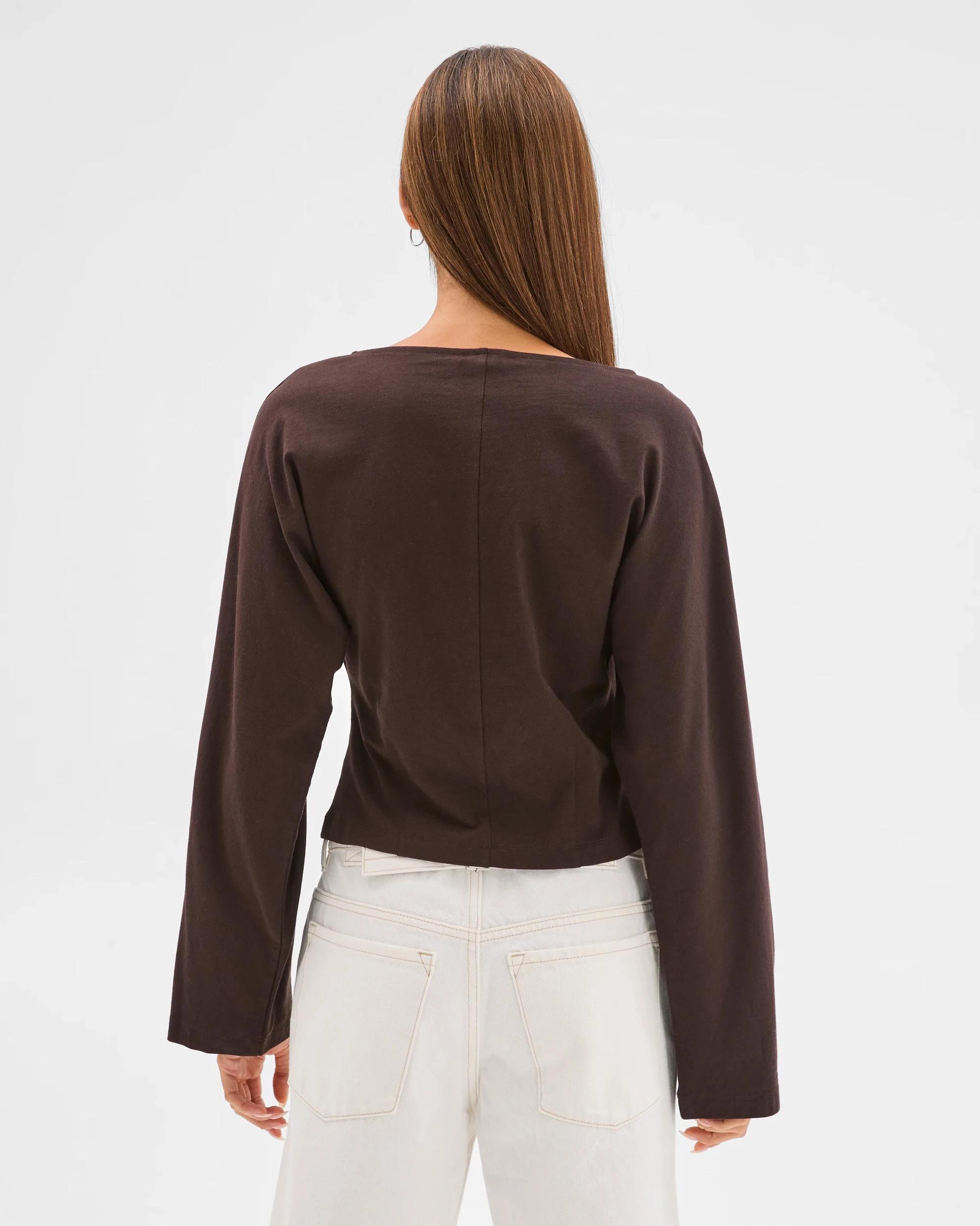 7 Lily Loves Australian Cotton Cinch In Long Sleeve Top TRUFFLE, 7 of 7