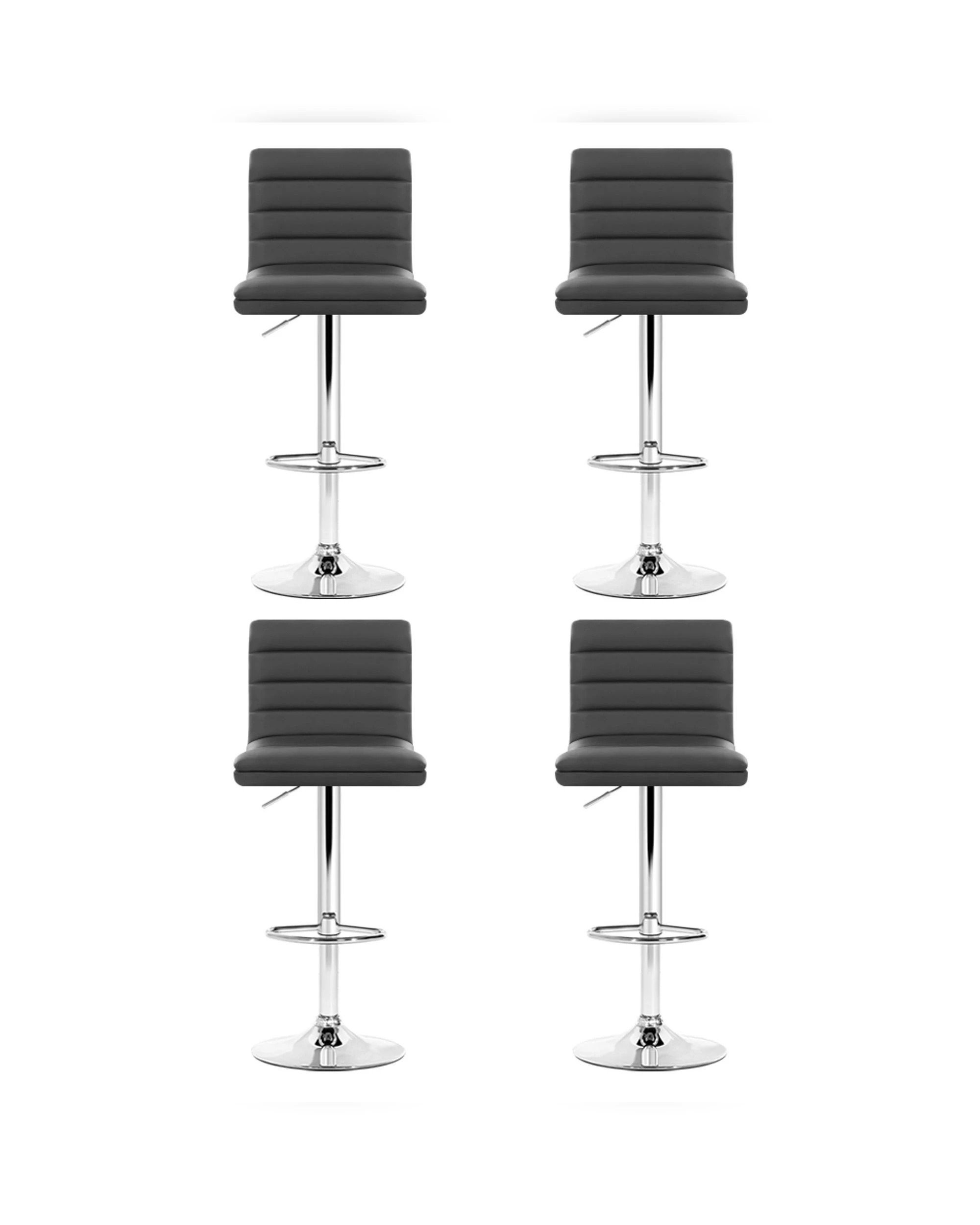 2 Artiss 4x Bar Stools Padded Leather Gas Lift - Grey, 2 of 7