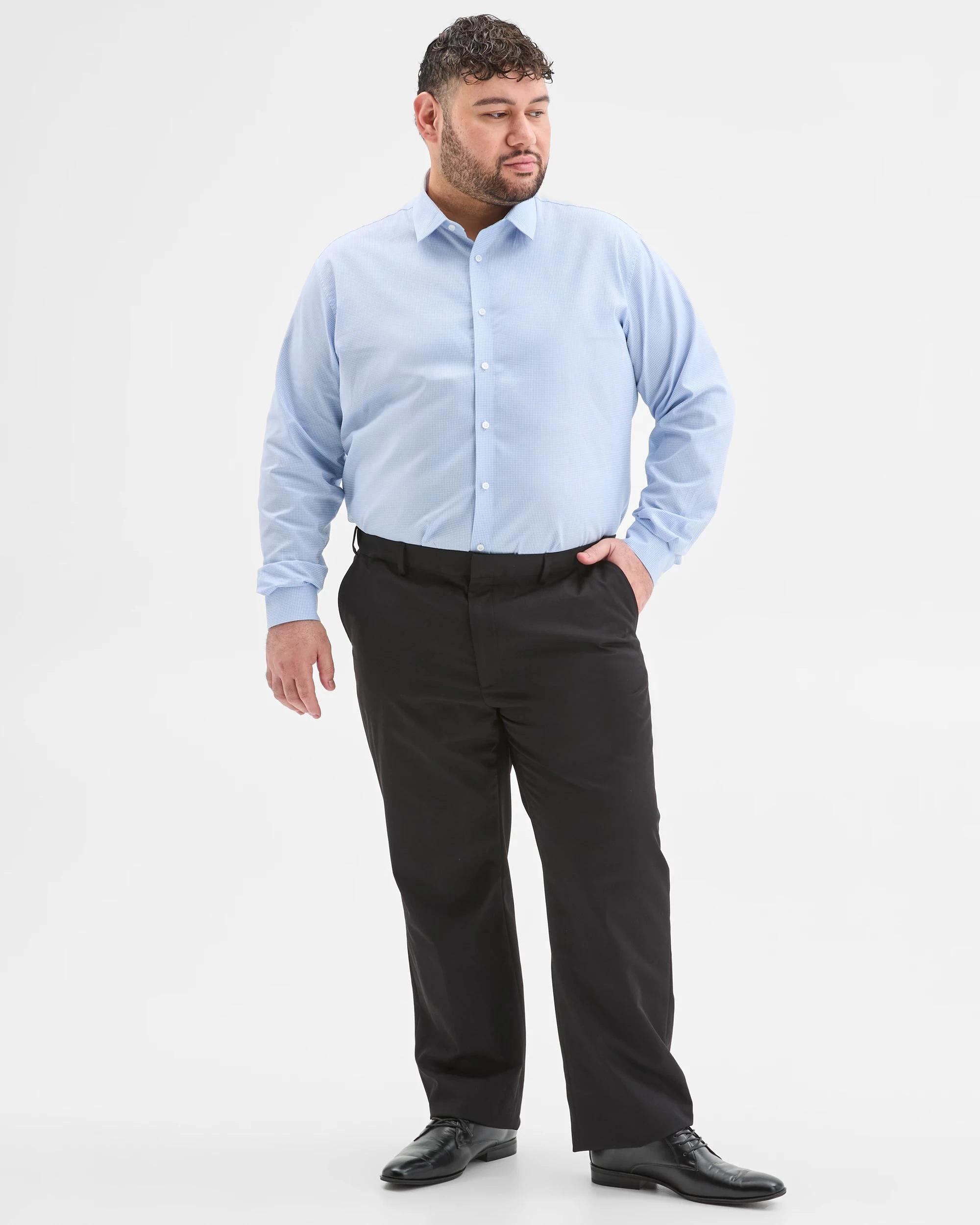 1 Target Man Plus Plus Size Gingham Business Shirt BLUE GINGHAM, 1 of 6