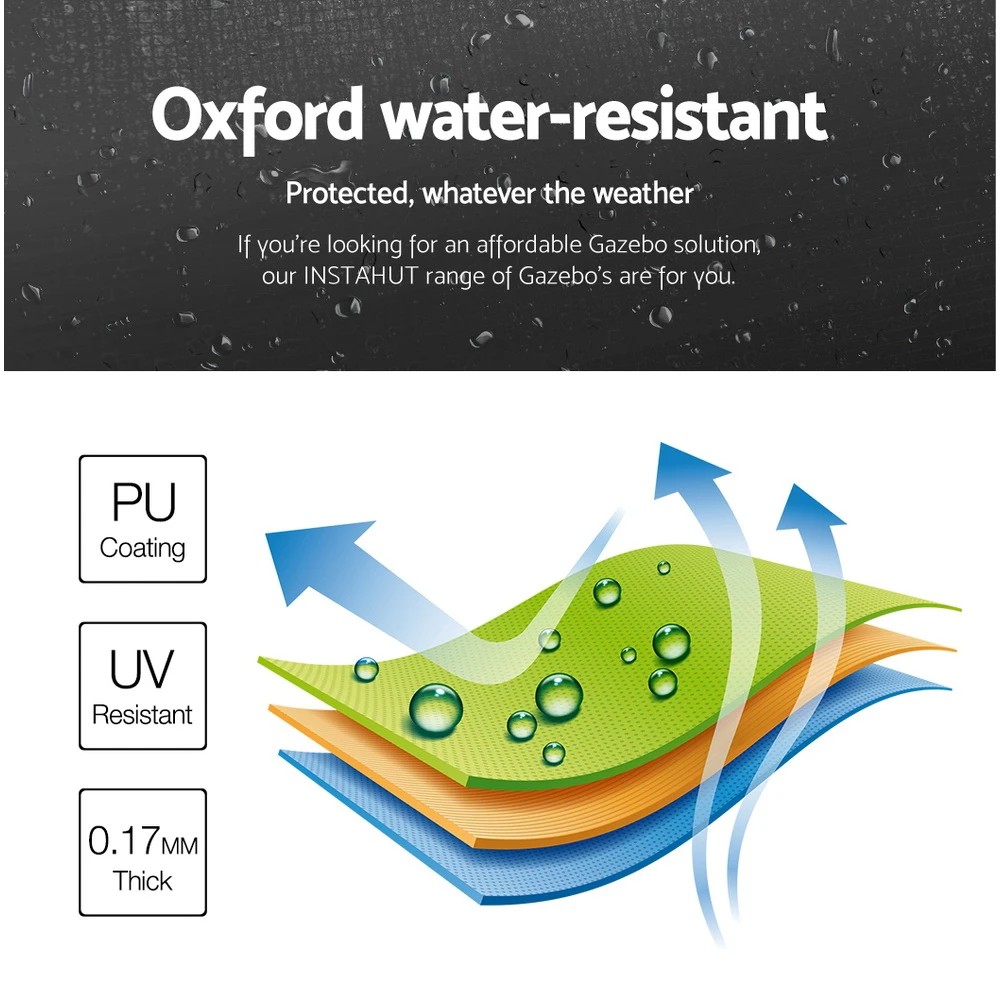 5 Instahut Gazebo 3x3 Pop Up Marquee Folding Tent Wedding Gazebos Camping Outdoor Shade Canopy - Black, 5 of 8