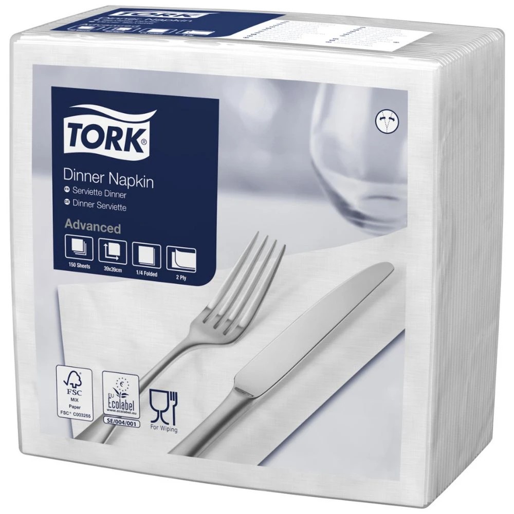1 Tork 2 Ply Dinner Napkins 198x195mm 12x150 Packs, 1 of 1