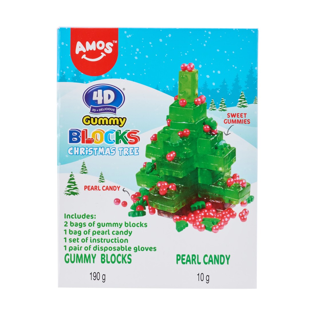 1 Amos 4D Gummy Blocks Christmas Tree 200g, 1 of 8