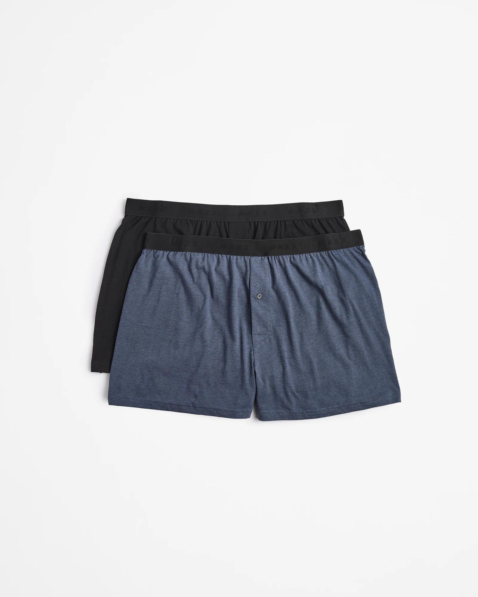 1 Plus Size 2 Pack Knit Boxer Shorts - Maxx NAVY STRIPE/BLACK, 1 of 1