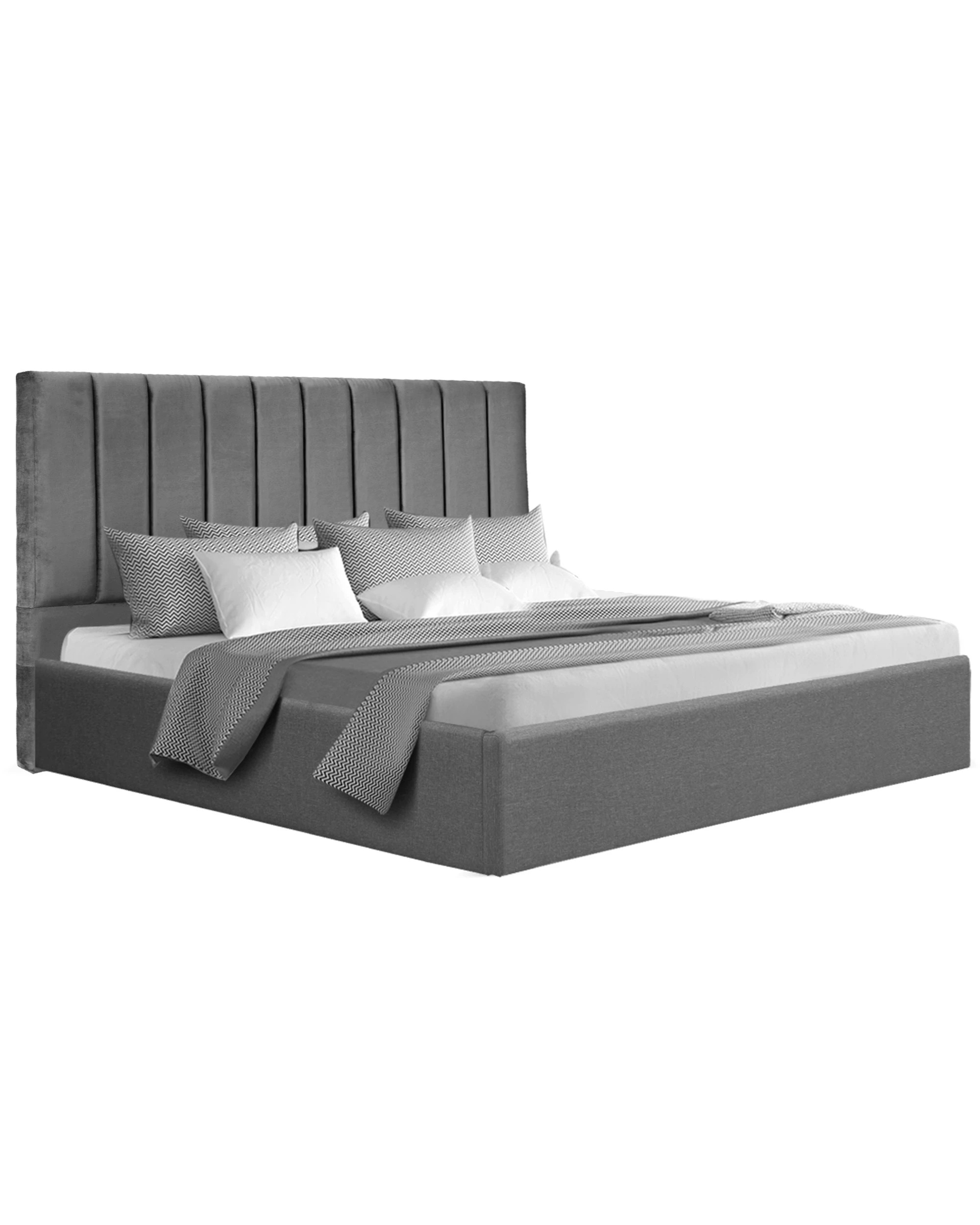 3 Artiss King Bed Frame with Storage  Velvet Headboard Gas Lift Platform Base - Grey, 3 of 6