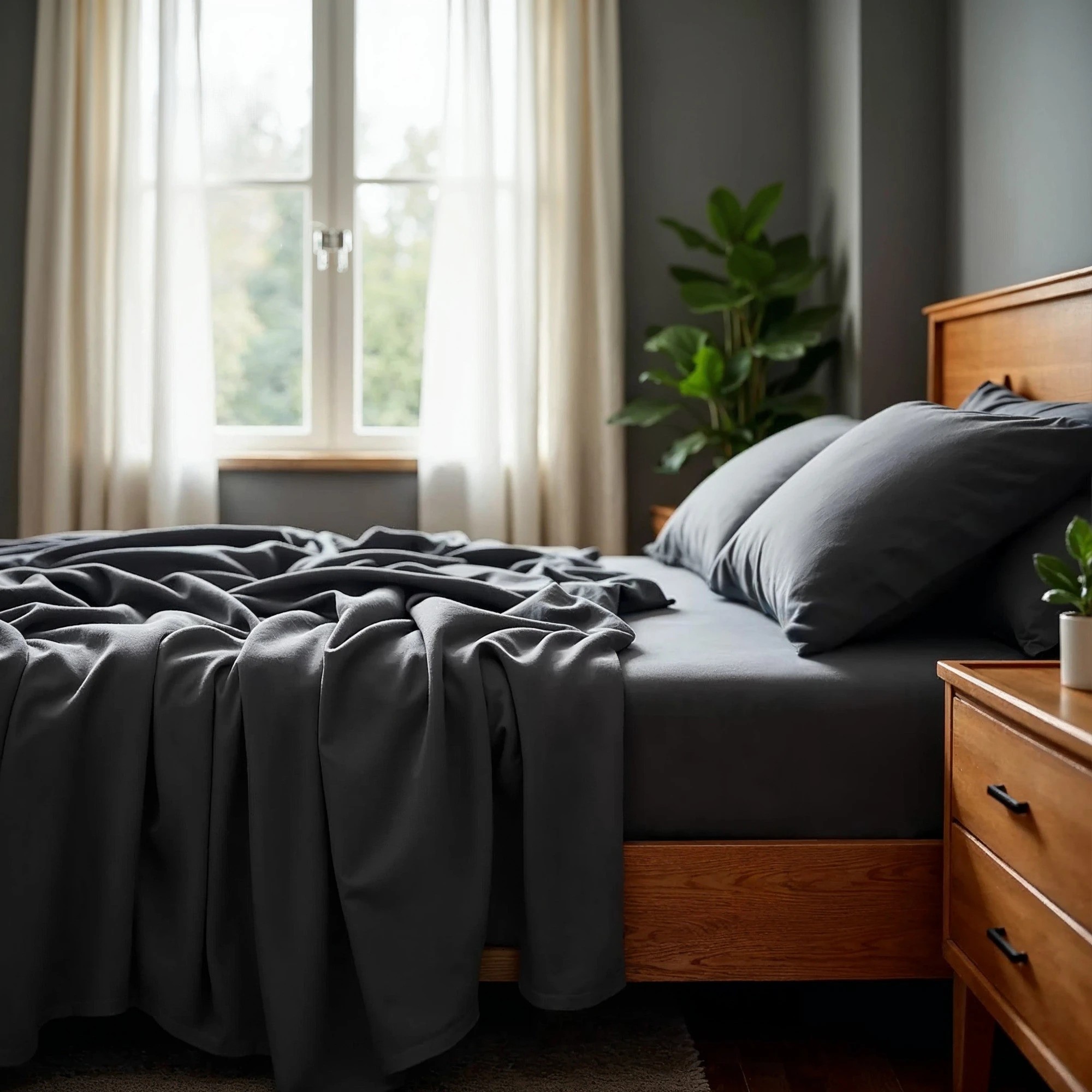 1 Royal Comfort 2000 Thread Count Bamboo Cooling Sheet Set Ultra Soft Bedding - Single Bed - Charcoal, 1 of 4