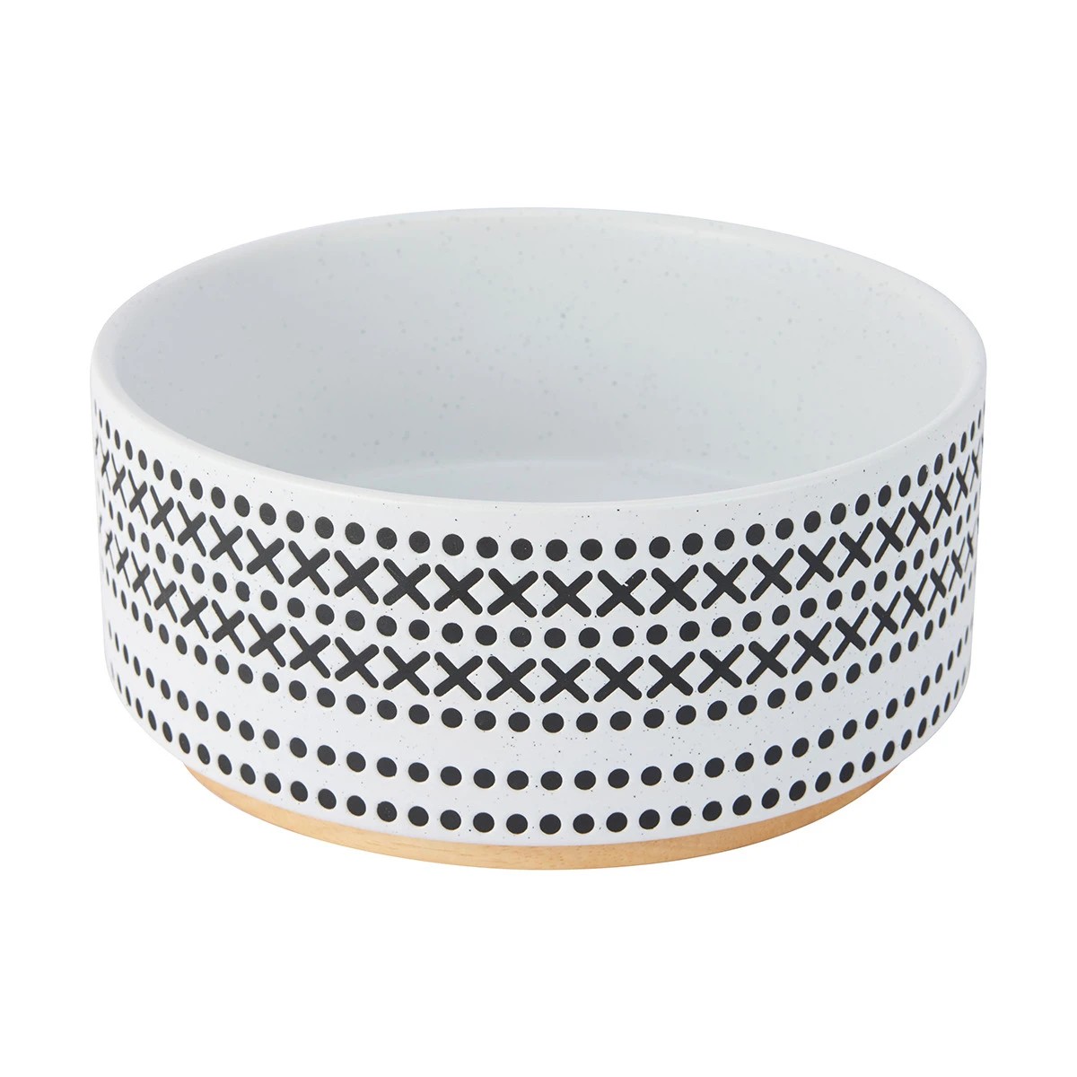 1 Dog Bowl Ceramic with Wood - Large, 1 of 6