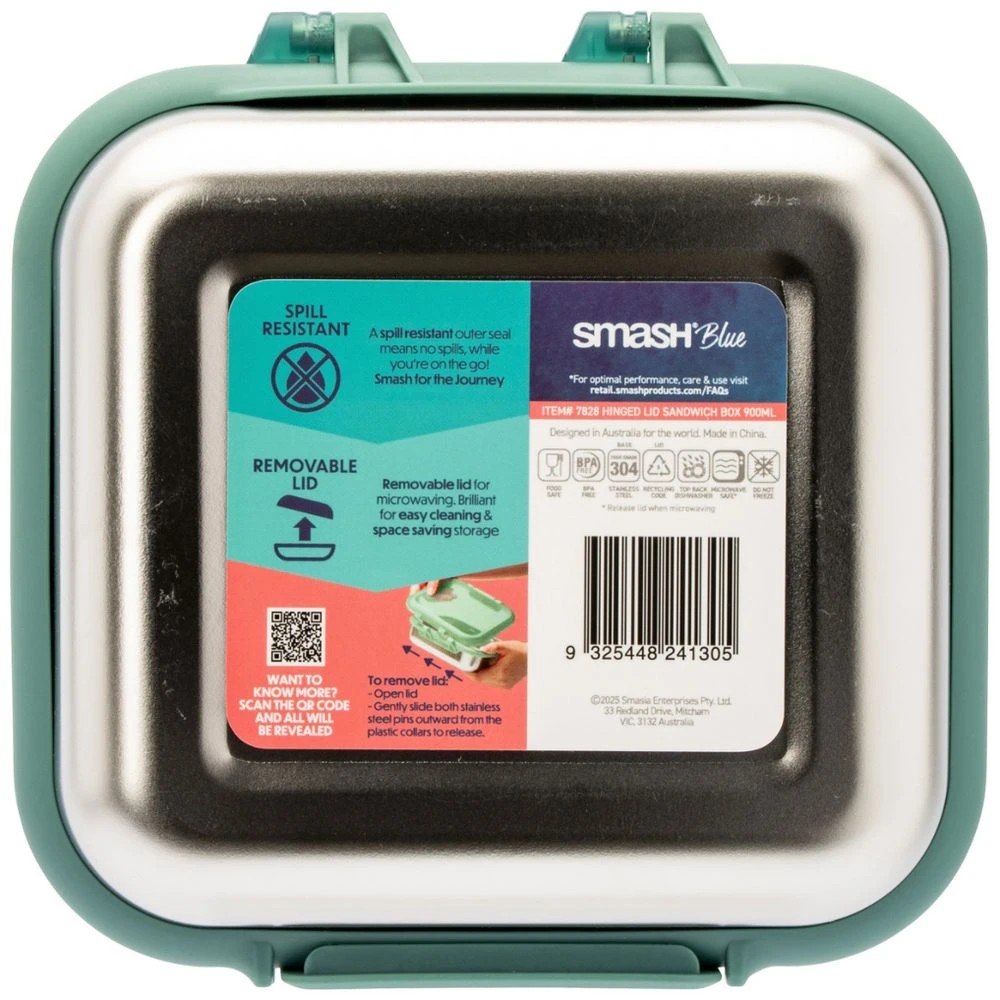 4 Smash Hinged Sandwich Box 900ml Sage, 4 of 4