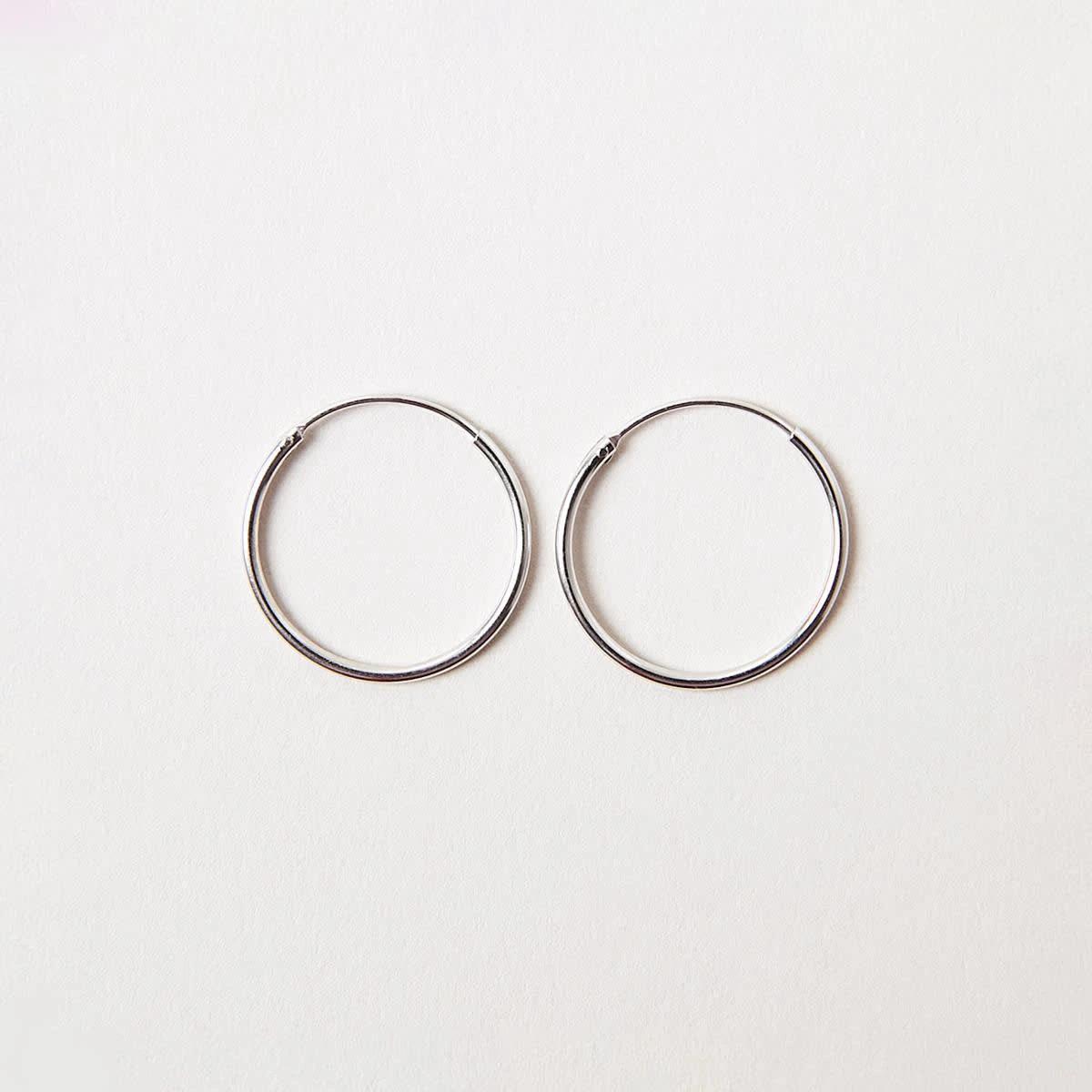 2 Sterling Silver Hoop Earrings Silver, 2 of 6
