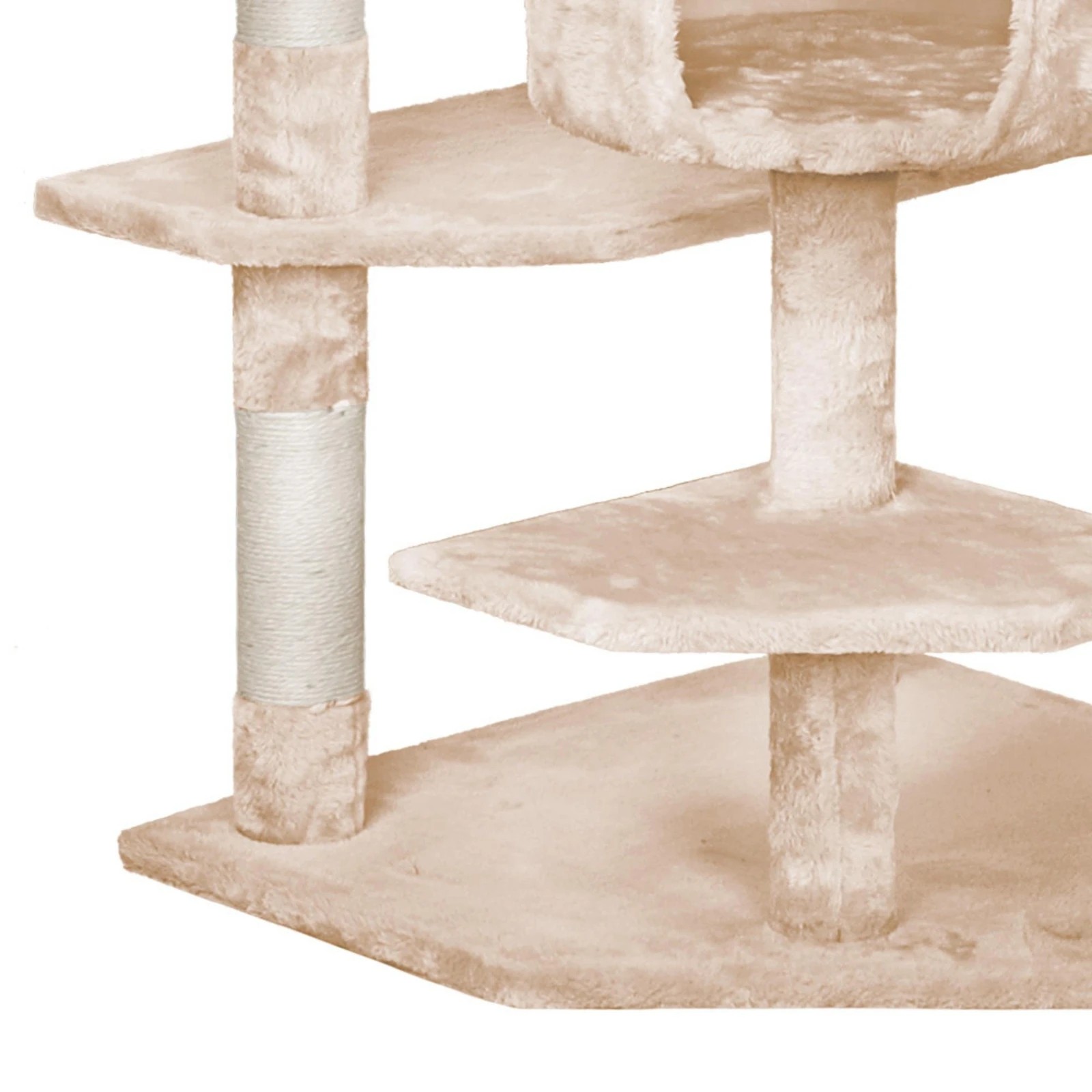 2 Beastie Cat Tree Scratching Post Scratcher Tower Condo House Furniture Wood 203CM - Beige, 2 of 6