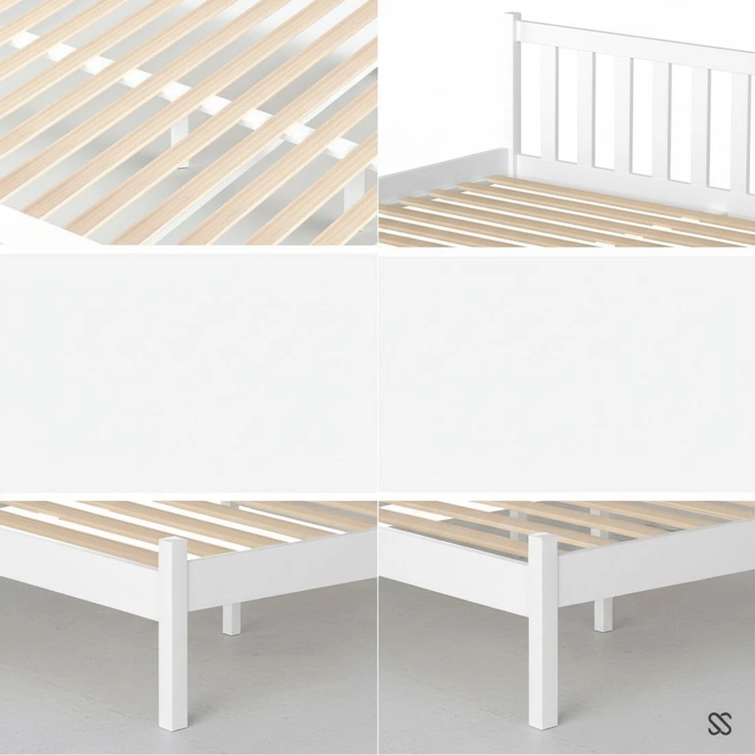6 Artiss Bed Frame Double Size Wooden Platform with 2 Storage Drawers  SOFIE - White, 6 of 6