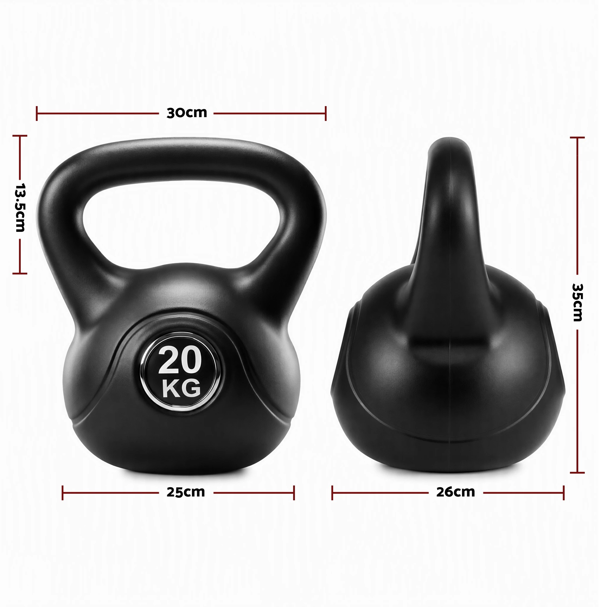 2 Everfit 20kg Kettlebell Weights Strength Training with Anti-slip Carry Handle & Stable Base Gym Home- Black, 2 of 7