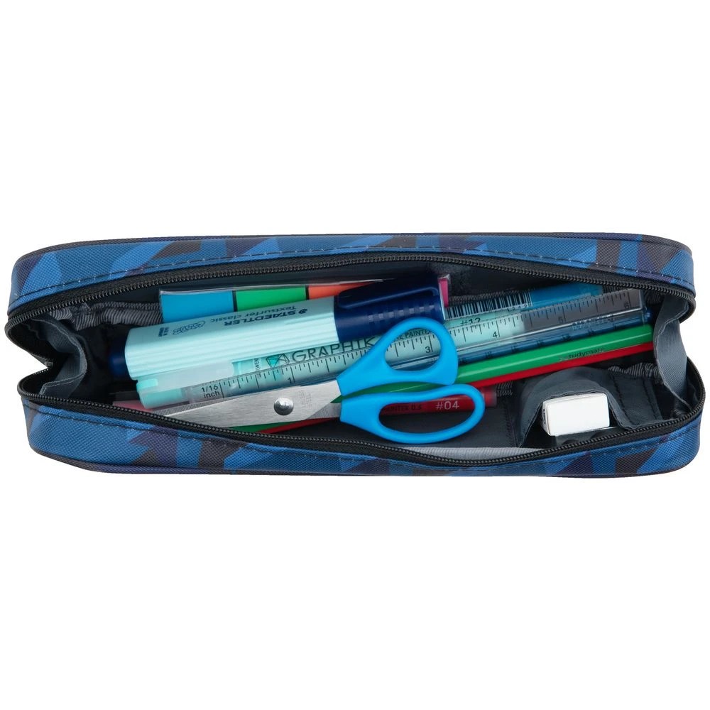 3 Liht Lab Twin Zip Multi Compartment Pencil Case Navy Camo, 3 of 4