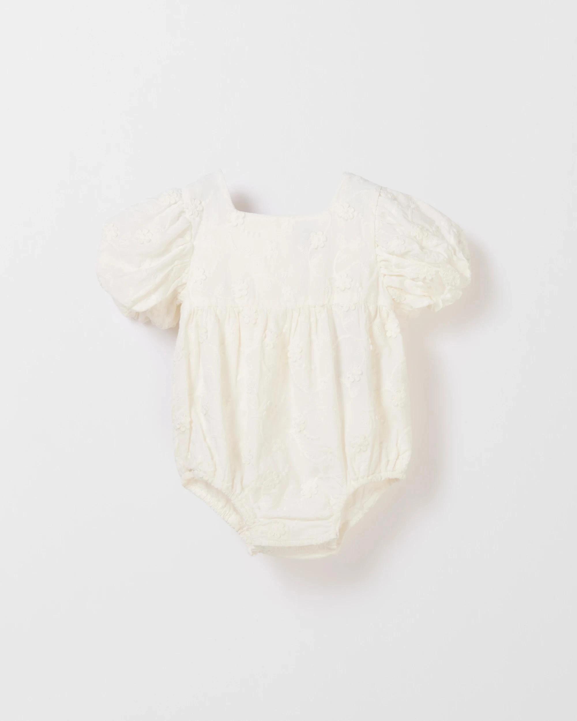 1 Target Baby Girl Floral Broderie Romper VINTAGE WHITE, 1 of 2