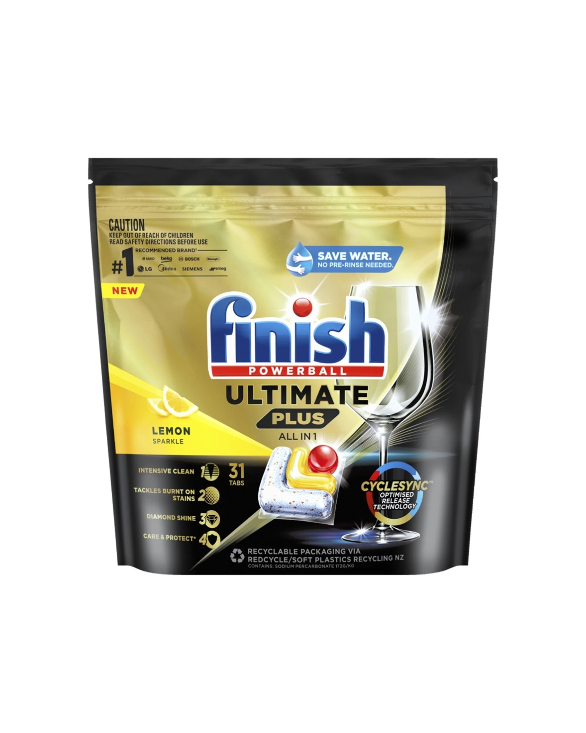 1 Finish Powerball Ultimate Plus All In 1 Dishwashing Tablets Lemon Sparkle, 1 of 3
