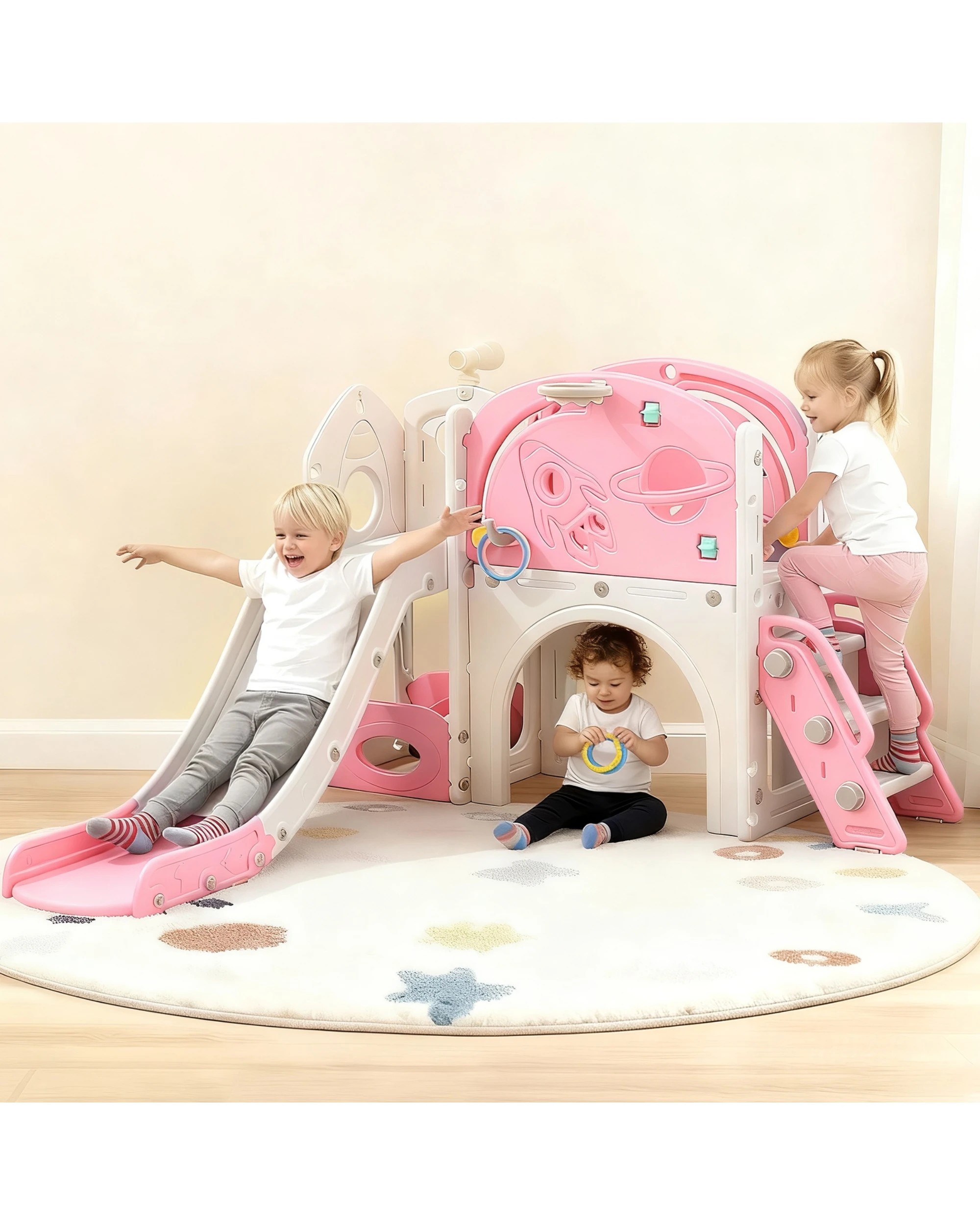 3 Advwin 9 in 1 L-Shaped Toddler Slide Indoor Baby Slide Kids Playset Outdoor Playground, 3 of 10