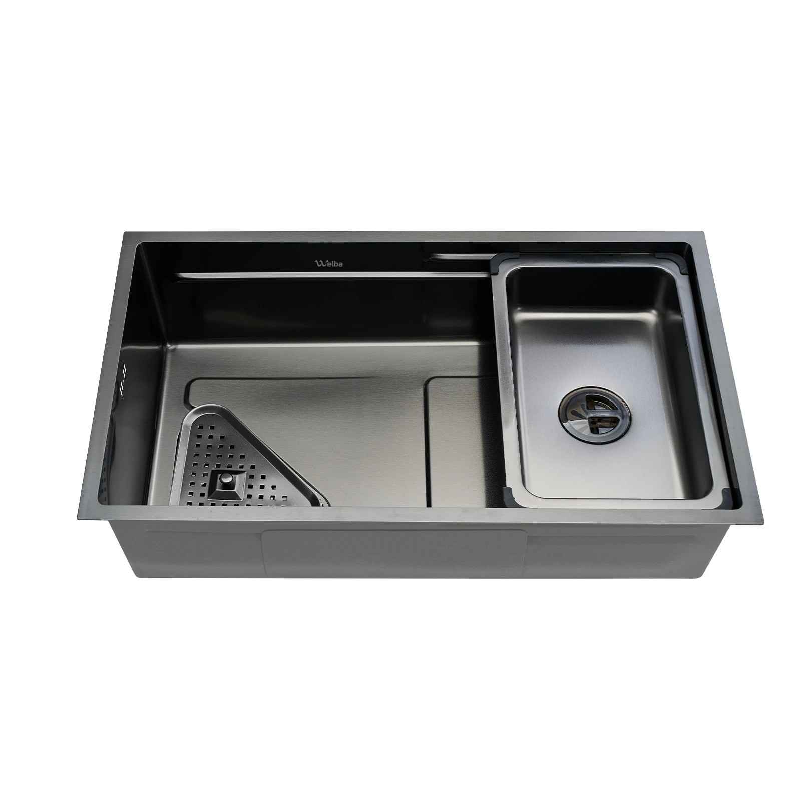 4 Welba Kitchen Sink 75X45CM Stainless Steel Single Bowl Basin With Waste - Black, 4 of 4