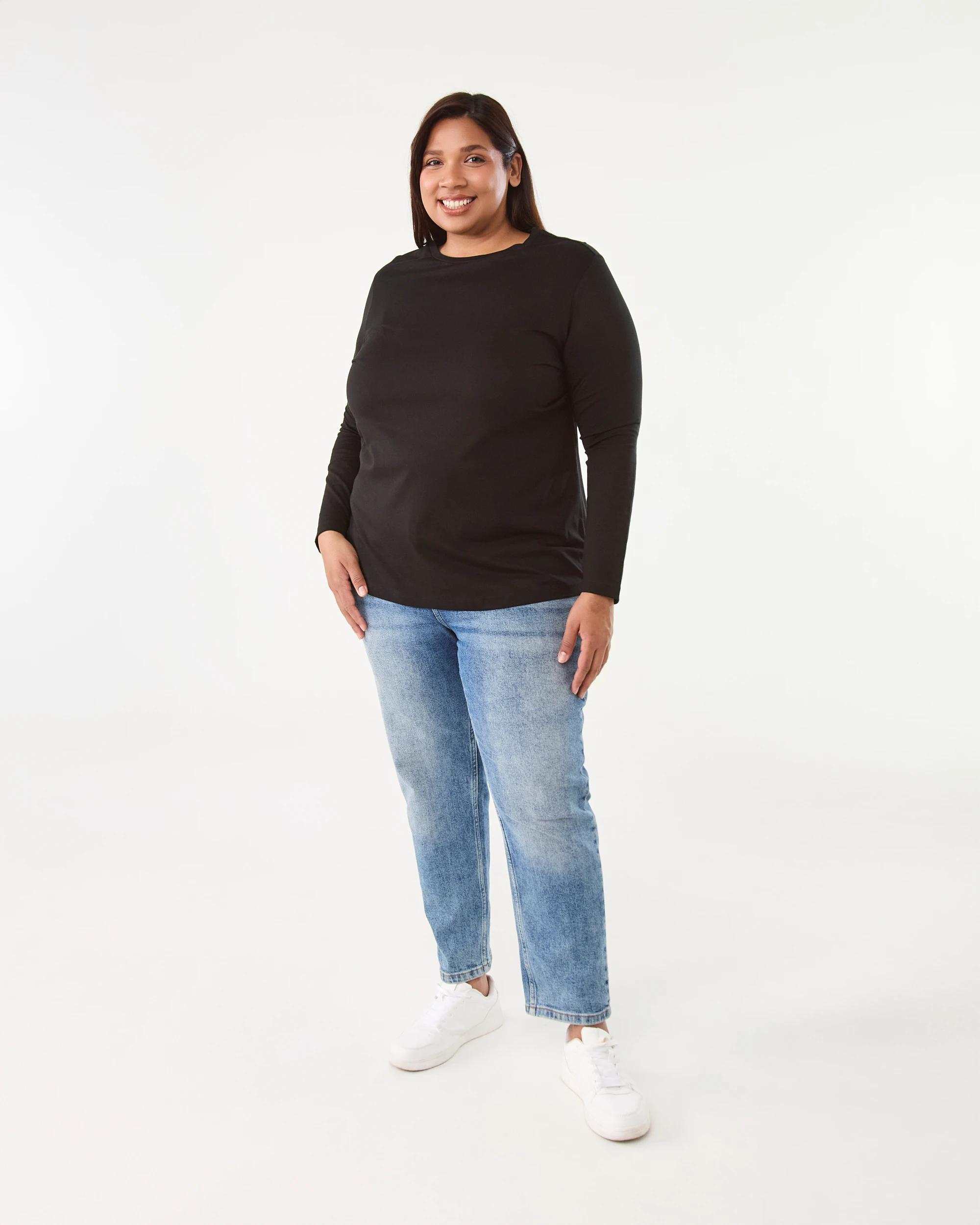 7 Curve Long Sleeve Cotton T-shirt Black, 7 of 7