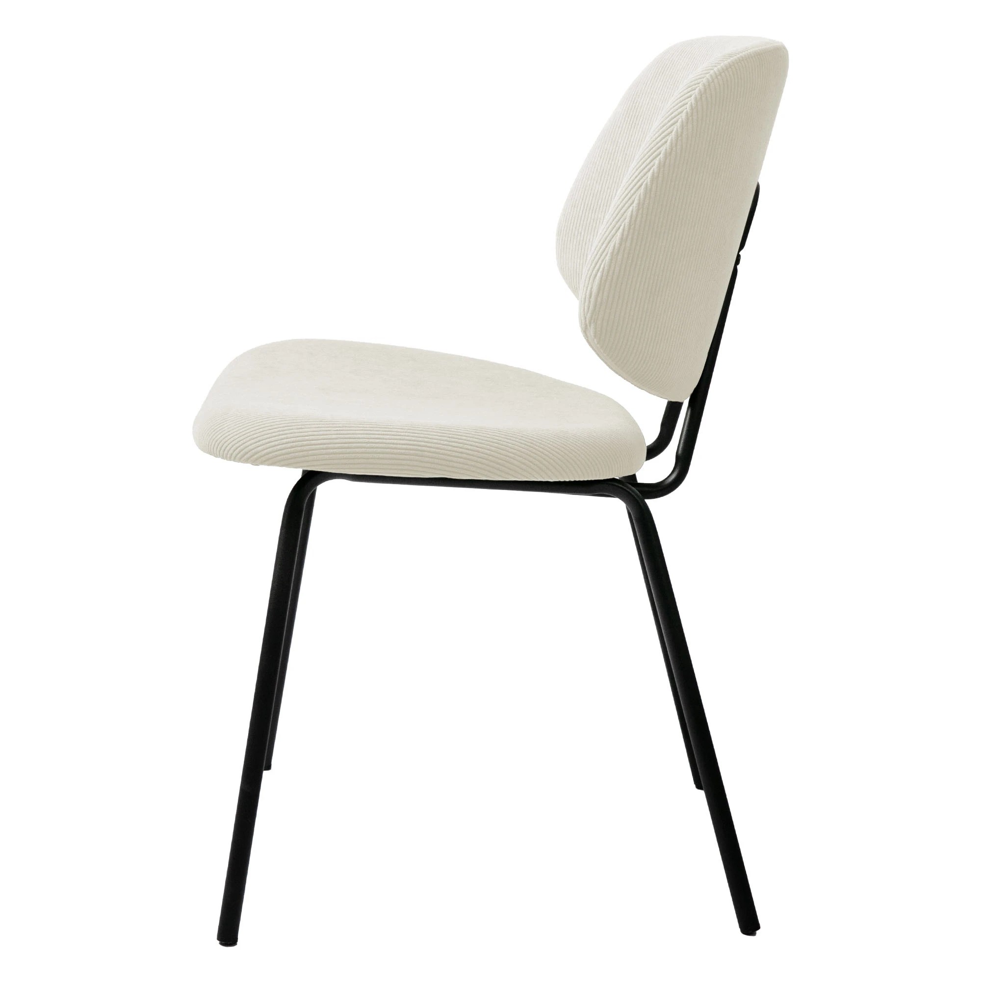 2 Levede 4x Dining Chairs Vintage Retro Soft Corduroy Kitchen Padded Seat - White - White, 2 of 9