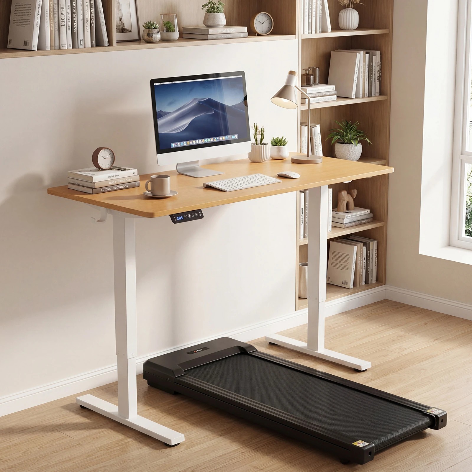 3 Costway Electric Standing Desk Motorised Sit Stand 3 Height Memory Computer Desk - Natural, 3 of 4