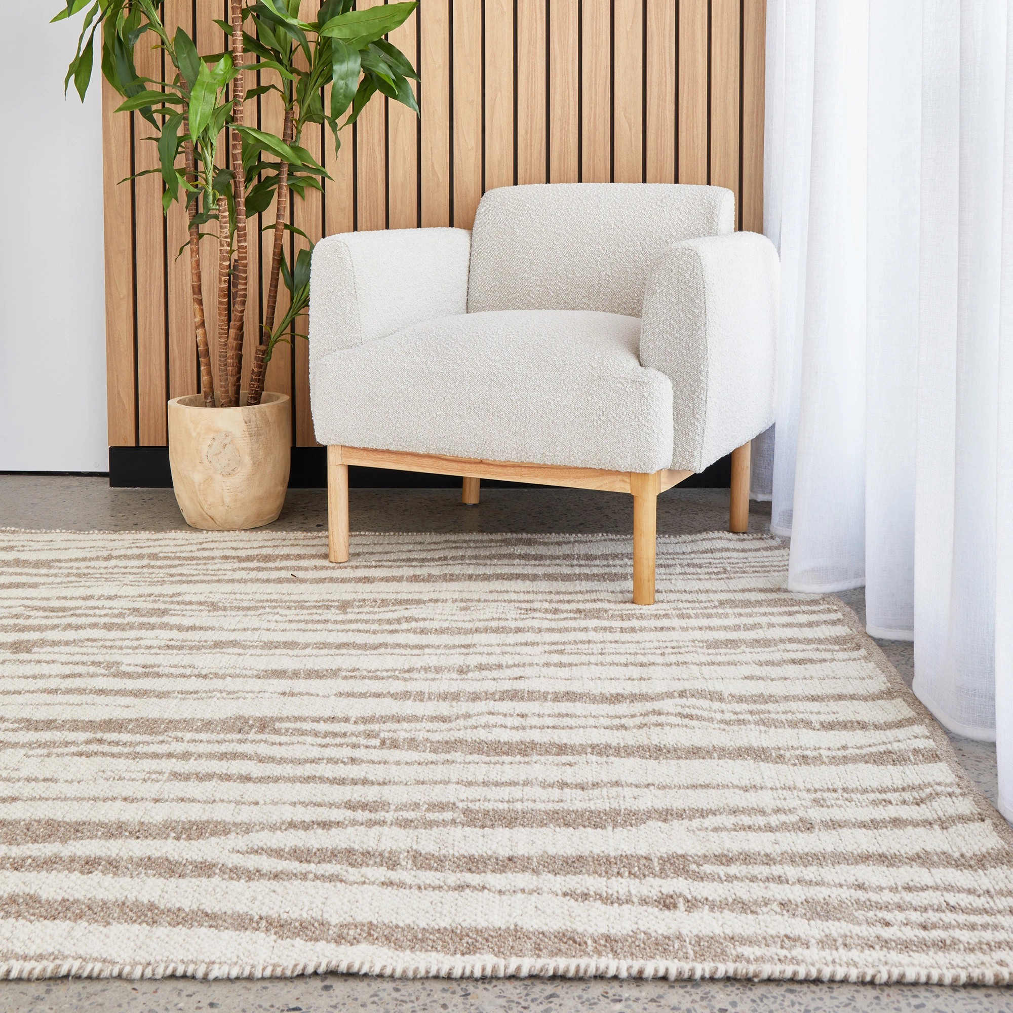 1 Common Ground Rugs Fjord Jan 320x230cm - Extra Large Floor Rug - Beige, 1 of 6