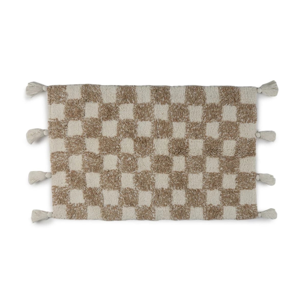 1 Checkerboard Bath Mat - Beige, 1 of 4