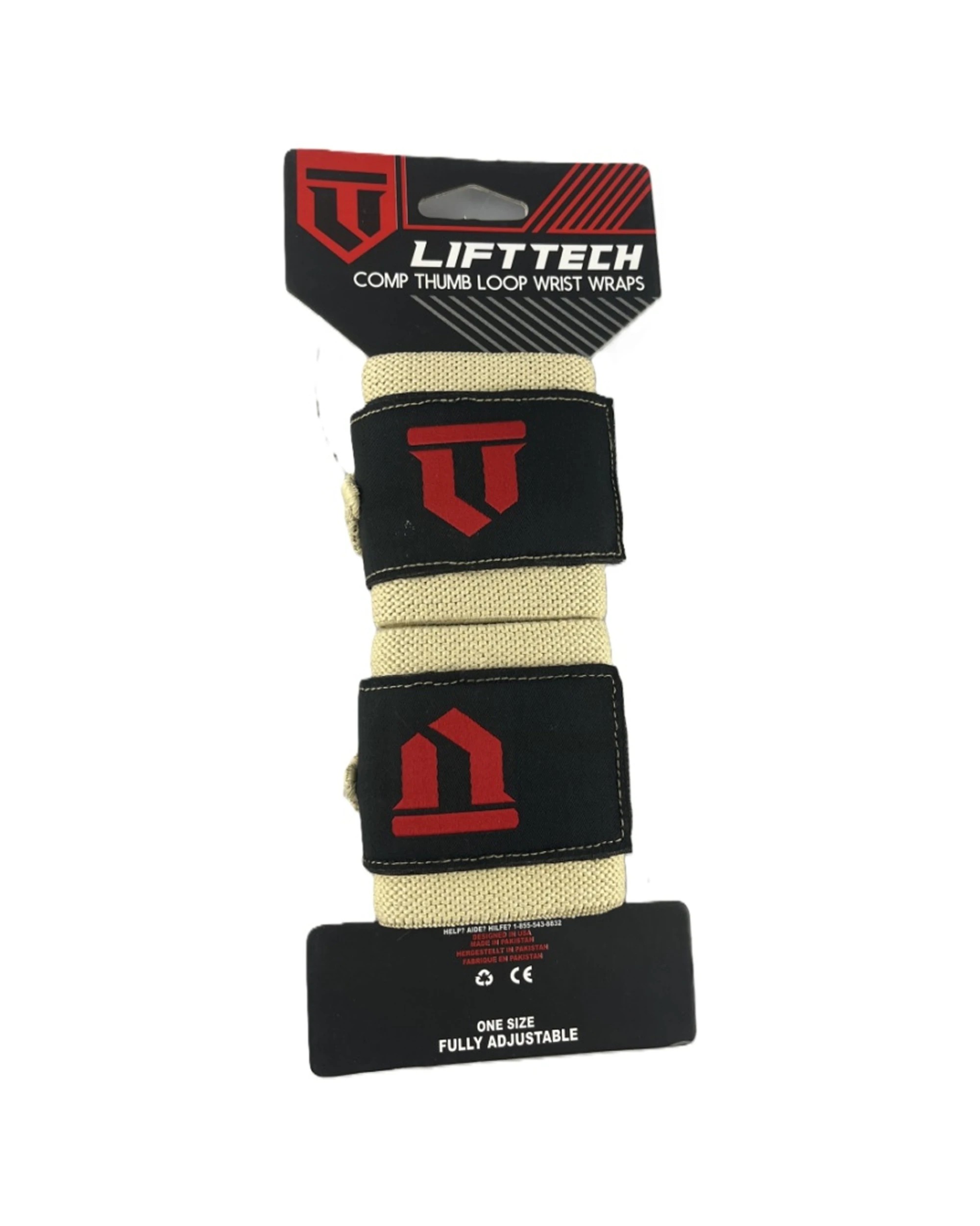 1 Lift-Tech Fitness 2pc Comp Elastic Support Wrist Wrap With Thumb Loop 18 Inch Tan - Natural, 1 of 3