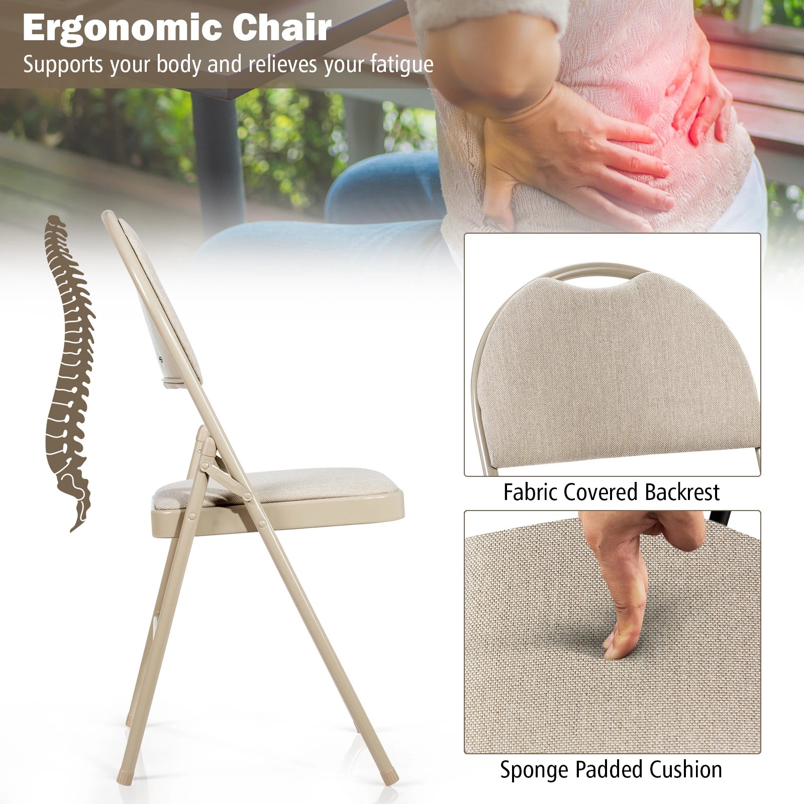 6 Costway 6x Folding Dining Chairs Portable Side Kitchen Chairs, 6 of 10