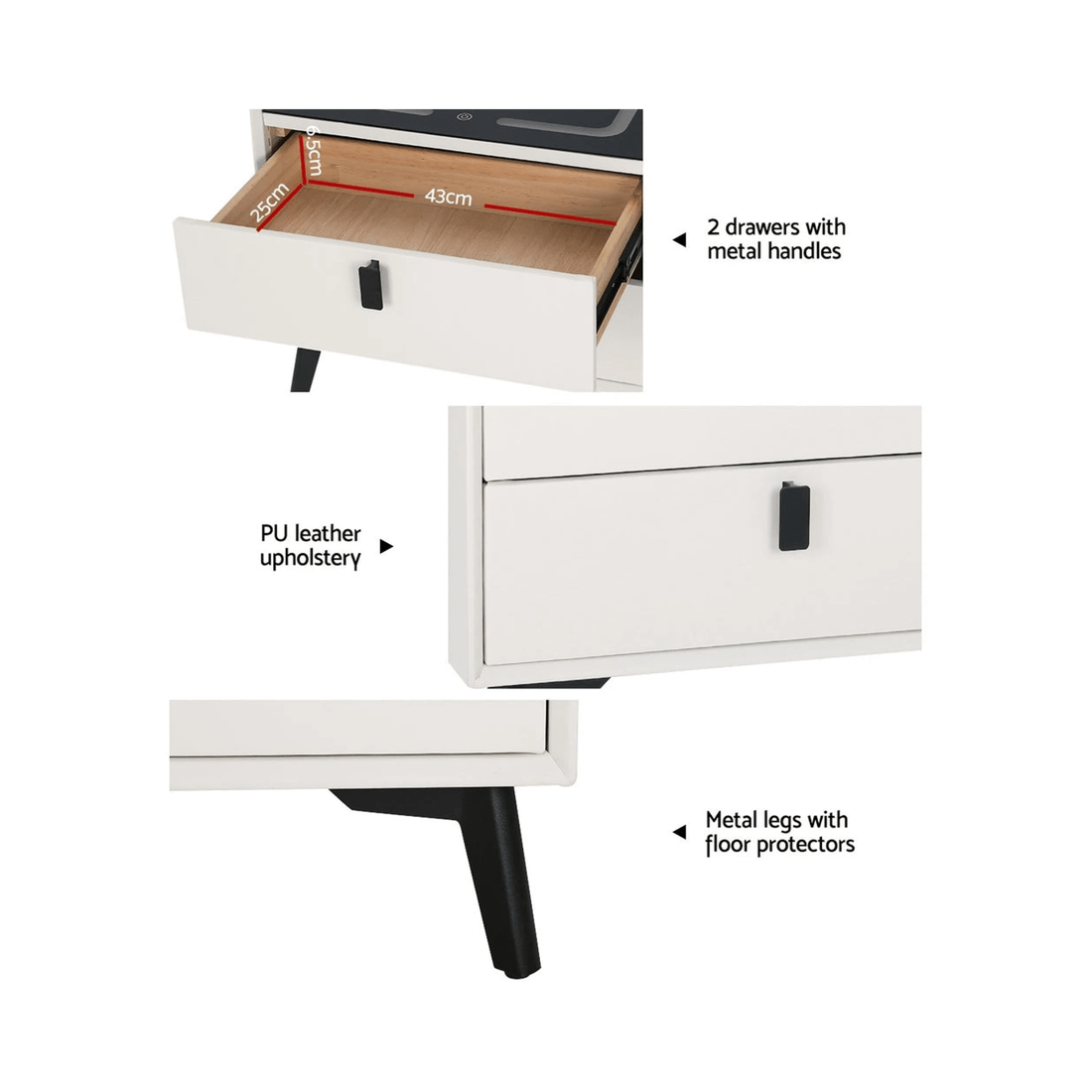 6 Artiss Smart Bedside Table - White, 6 of 7