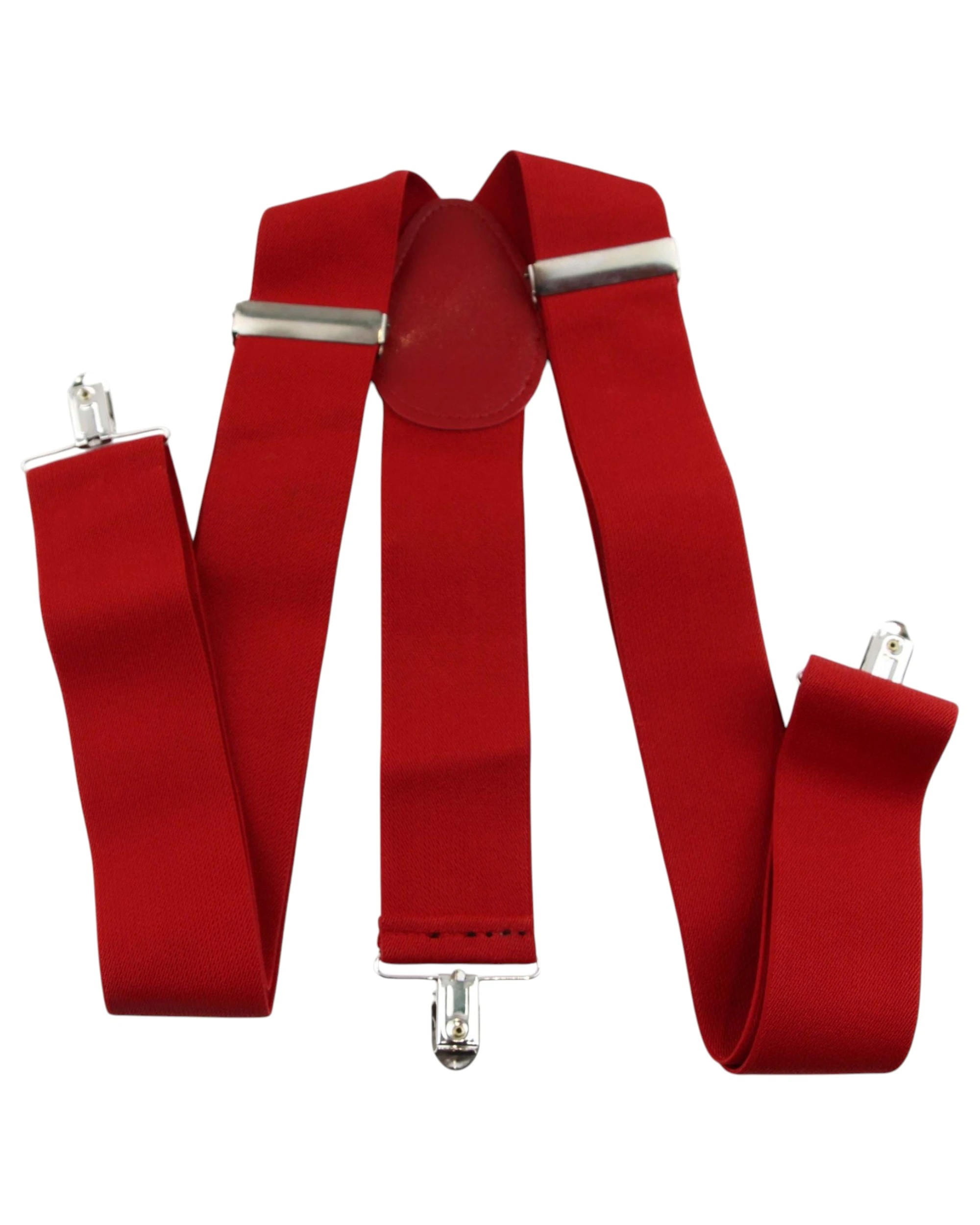1 Zasel Mens Adjustable Extra Wide Heavy Duty 120cm Suspenders - Red, 1 of 3