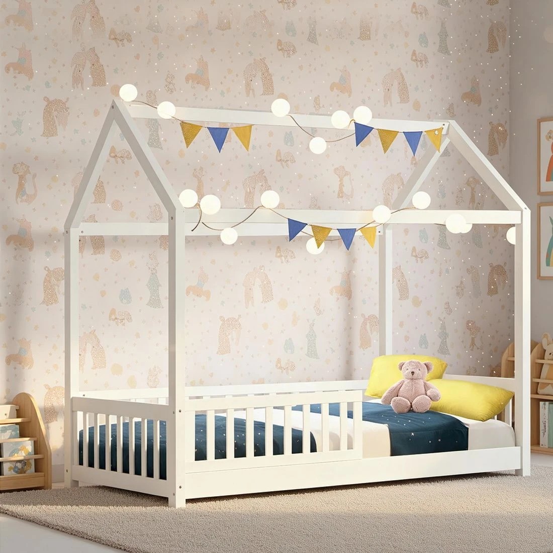 3 Artiss Bed Frame Wooden Kids House Frame Durable Space Saving Modern Decor Easy Assembly Sturdy Versatile
 - white, 3 of 7