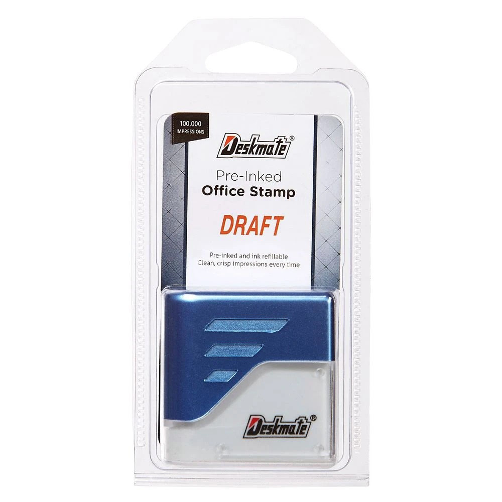 3 Deskmate Pre-Inked Office Stamps Draft Red, 3 of 3