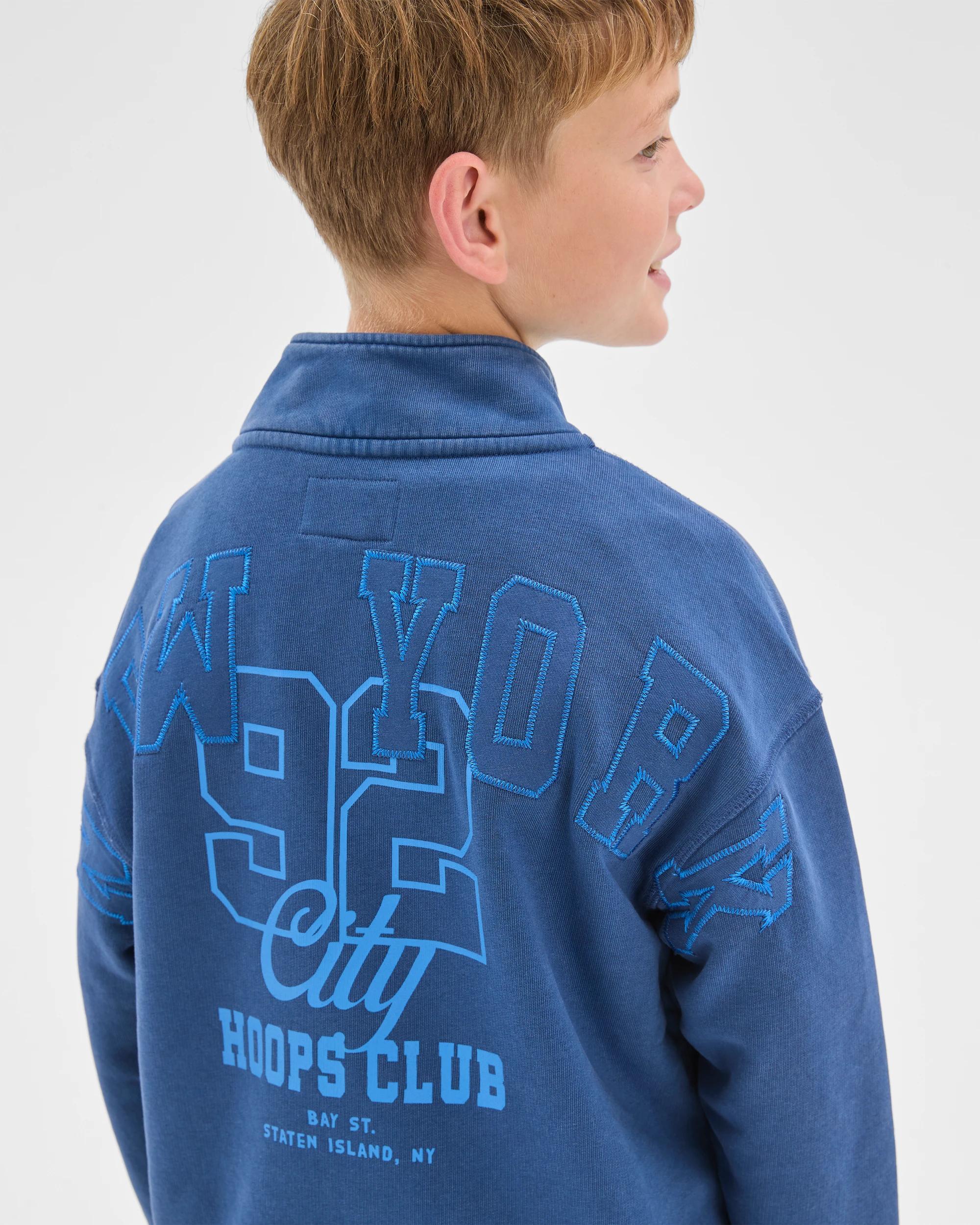3 Target Kids Australian Cotton Blend Quarter Zip Washed Jumper BLUE, 3 of 6